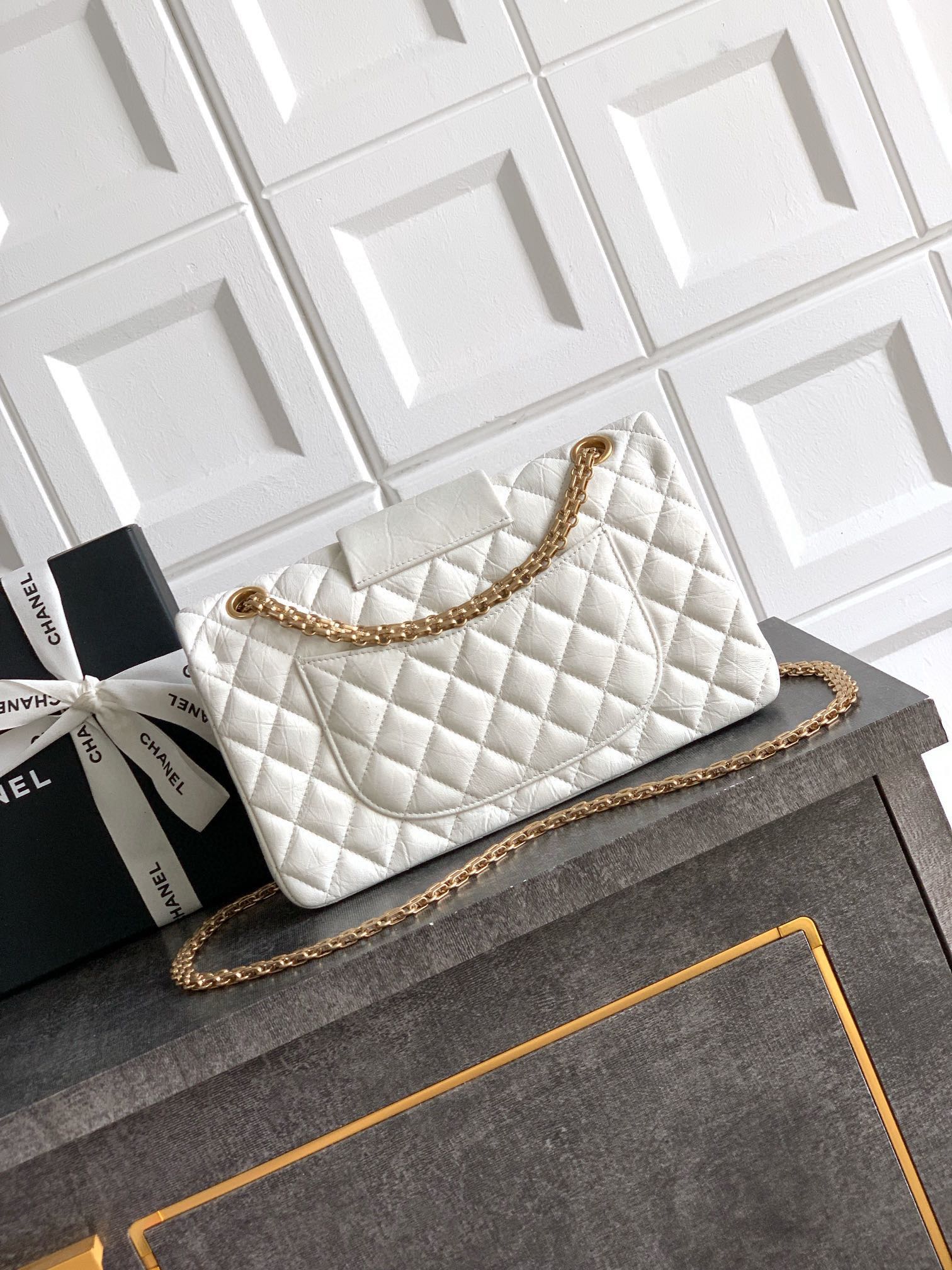 CHANEL 高仿 2.55 白紅徽章鏈條包 菱格復古精品肩背包｜歐美奢侈品精品推薦