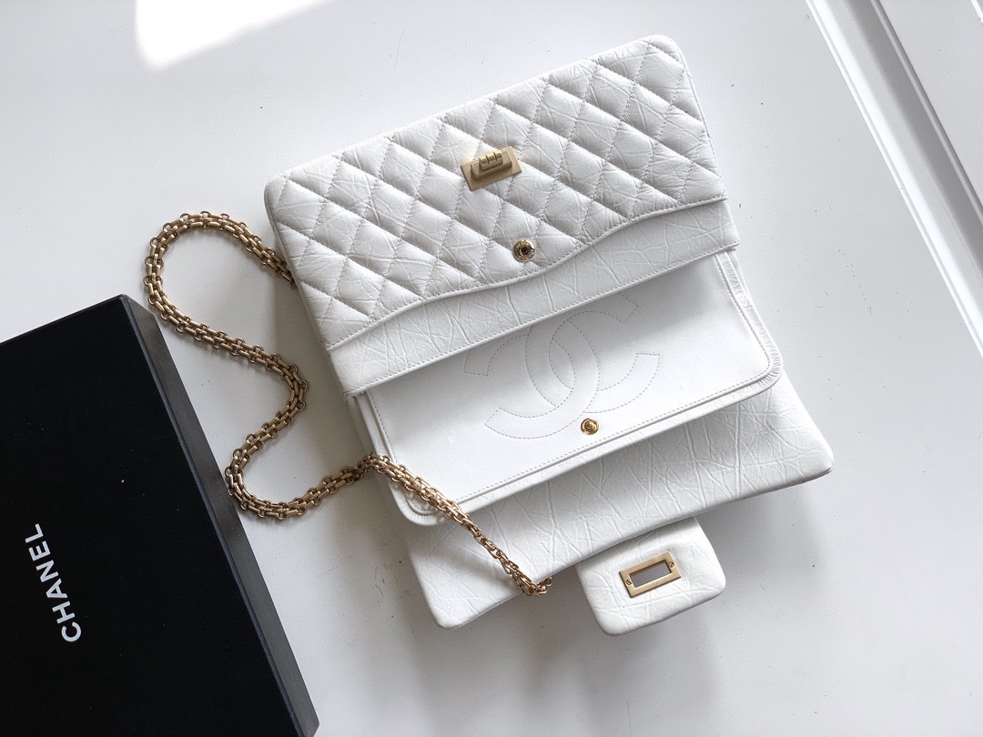 CHANEL 高仿 2.55 白紅徽章鏈條包 菱格復古精品肩背包｜歐美奢侈品精品推薦