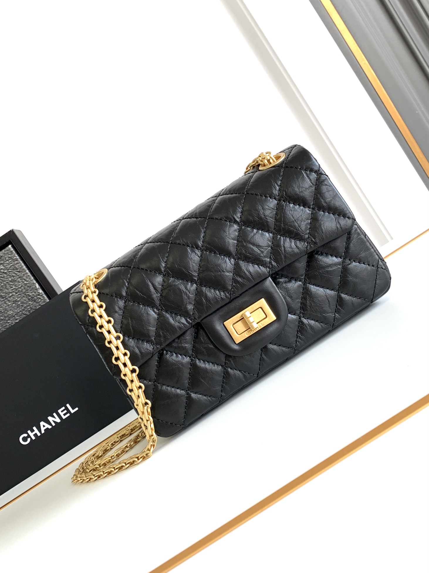 CHANEL 原單 2.55 黑色金扣菱格鏈條包 經典復古精品肩背包｜歐美奢侈品精品推薦