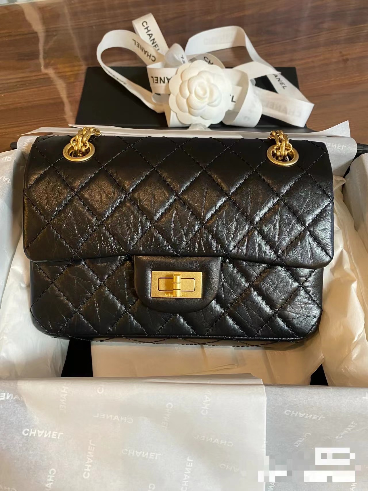CHANEL A貨 2.55 黑色金扣菱格鏈條包 經典復古風手提肩背包