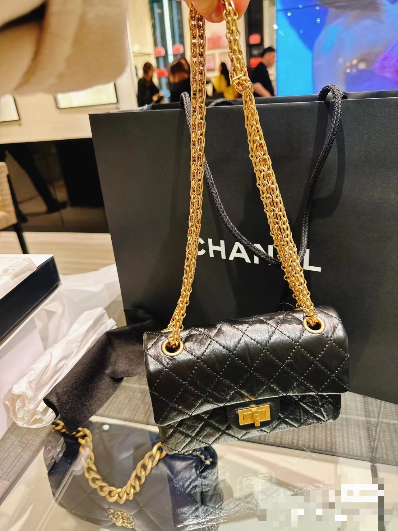 CHANEL A貨 2.55 黑色金扣菱格鏈條包 經典復古風手提肩背包｜歐美奢侈品精品推薦