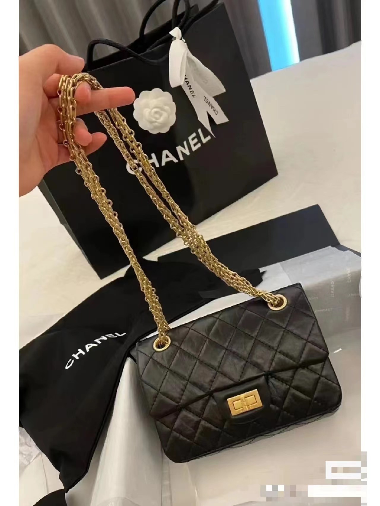 CHANEL A貨 2.55 黑色金扣菱格鏈條包 經典復古風手提肩背包｜歐美奢侈品精品推薦