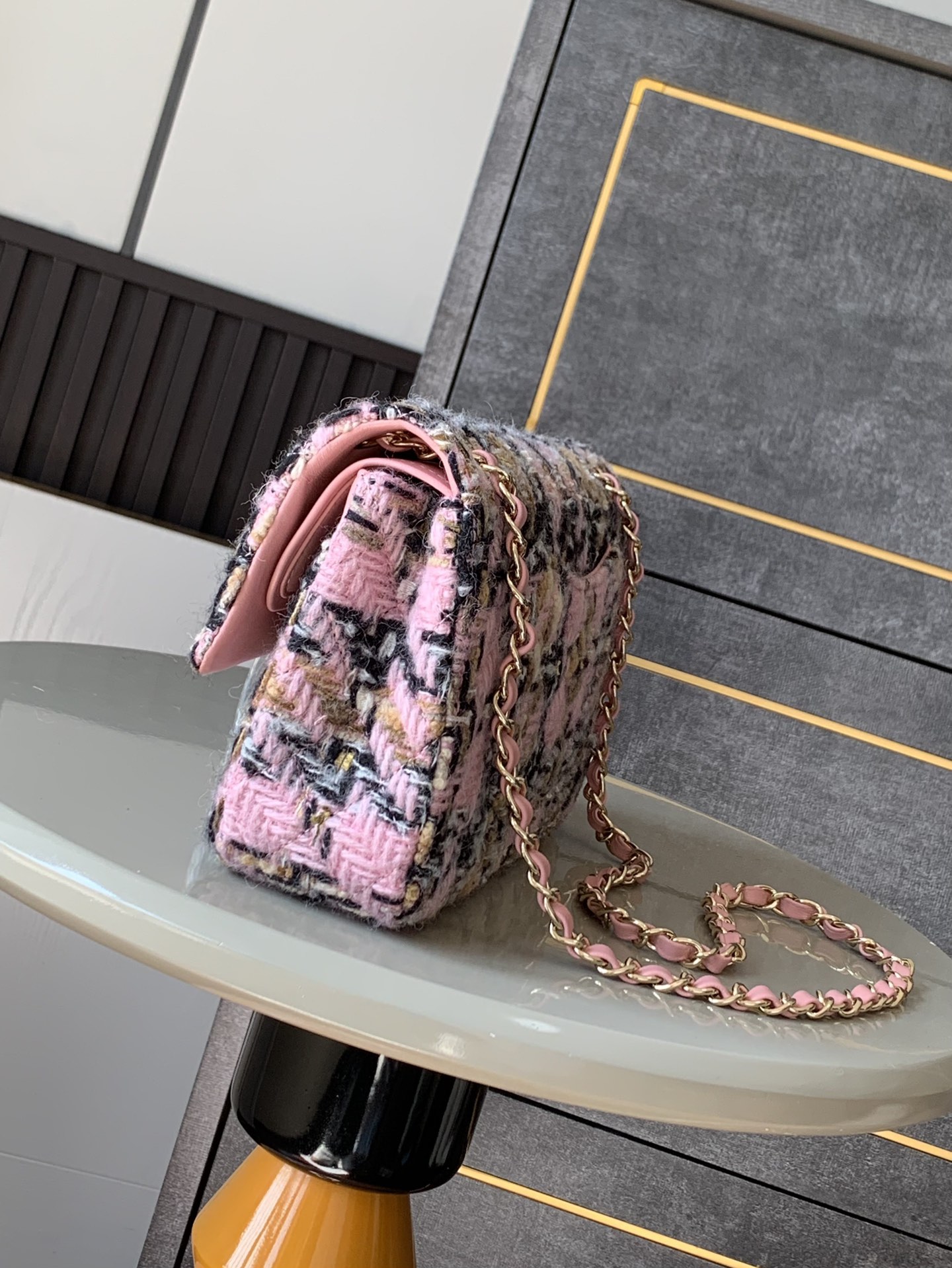 CHANEL 高仿 2.55 粉色花呢格紋鏈條包 時尚精品肩背包｜歐美奢侈品精品推薦