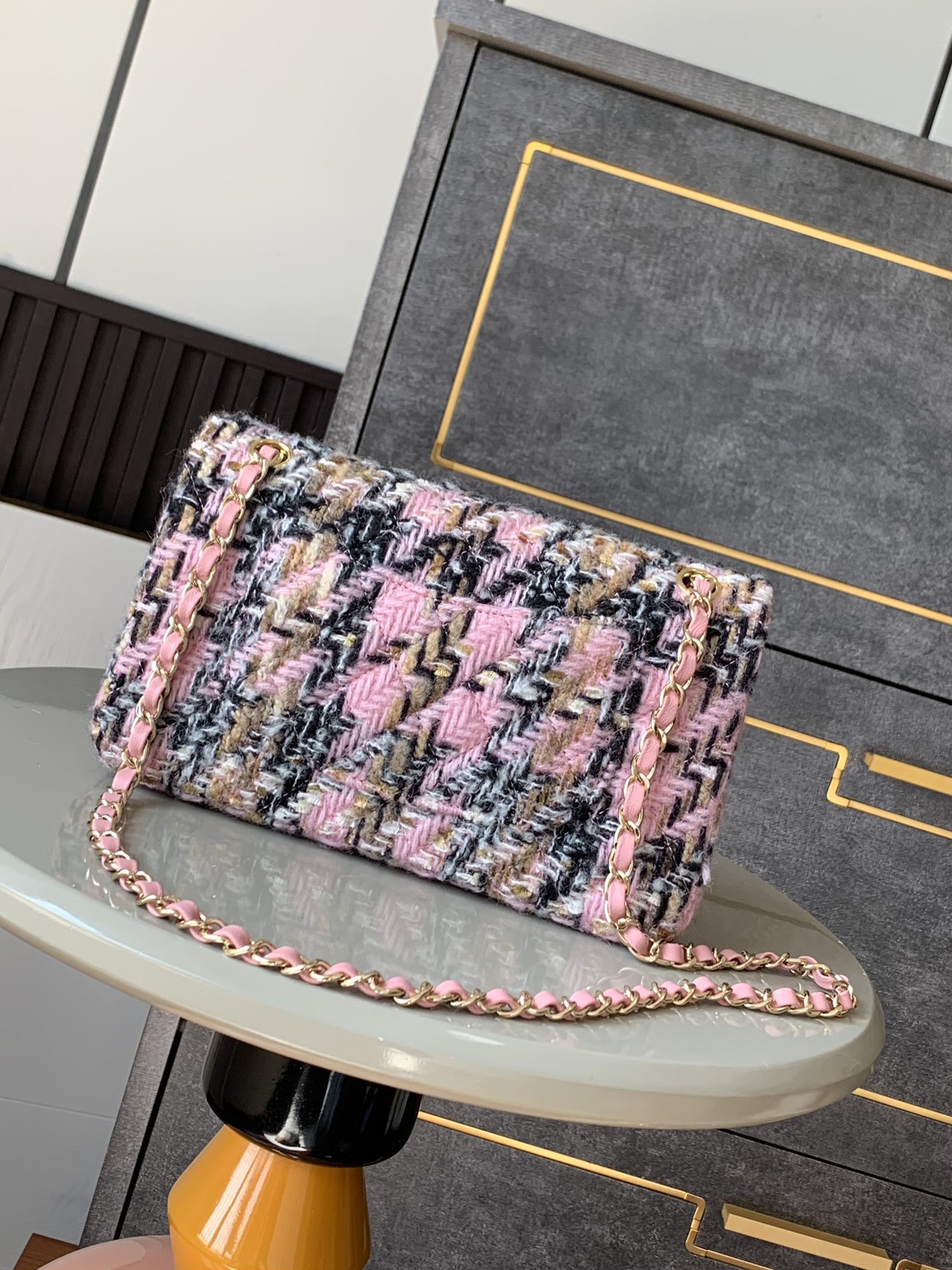 CHANEL 高仿 2.55 粉色花呢格紋鏈條包 時尚精品肩背包｜歐美奢侈品精品推薦