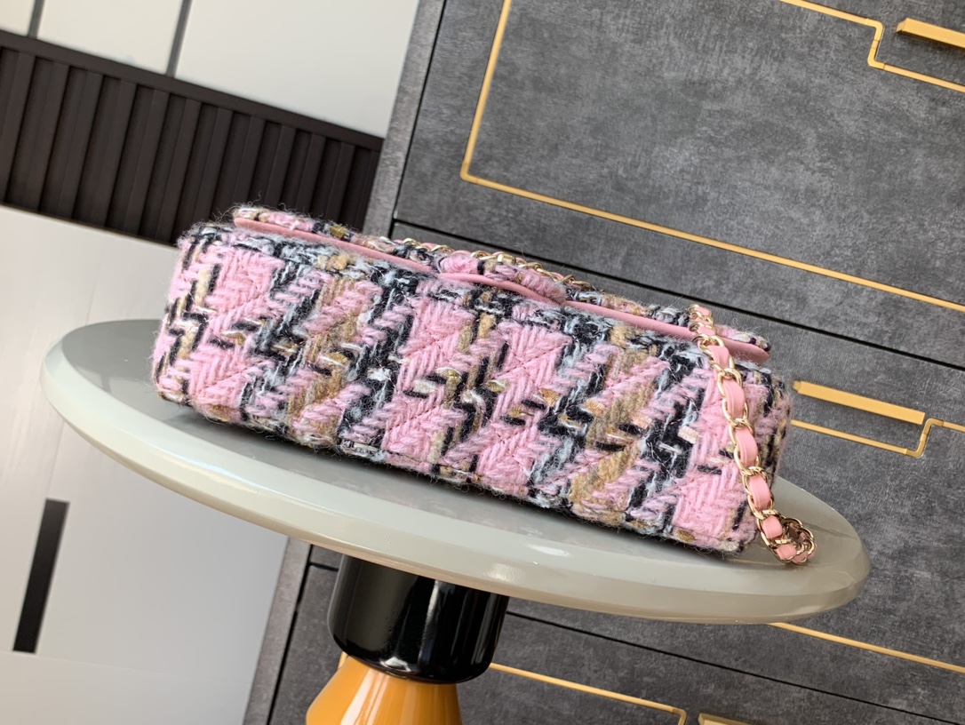 CHANEL 高仿 2.55 粉色花呢格紋鏈條包 時尚精品肩背包｜歐美奢侈品精品推薦