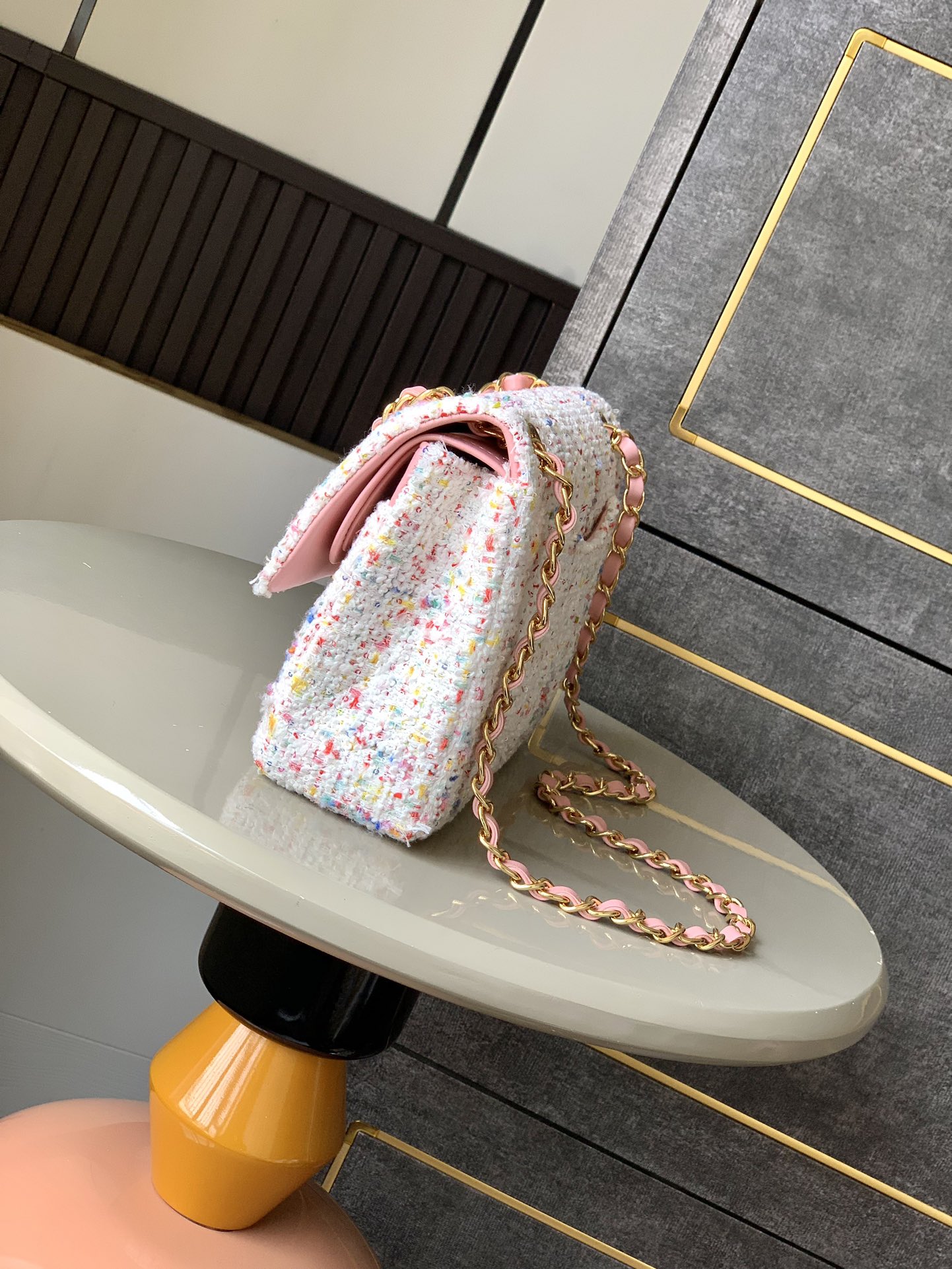 CHANEL 高仿 2.55 白色花呢繽紛鏈條包 春夏限定精品肩背包｜歐美奢侈品精品推薦
