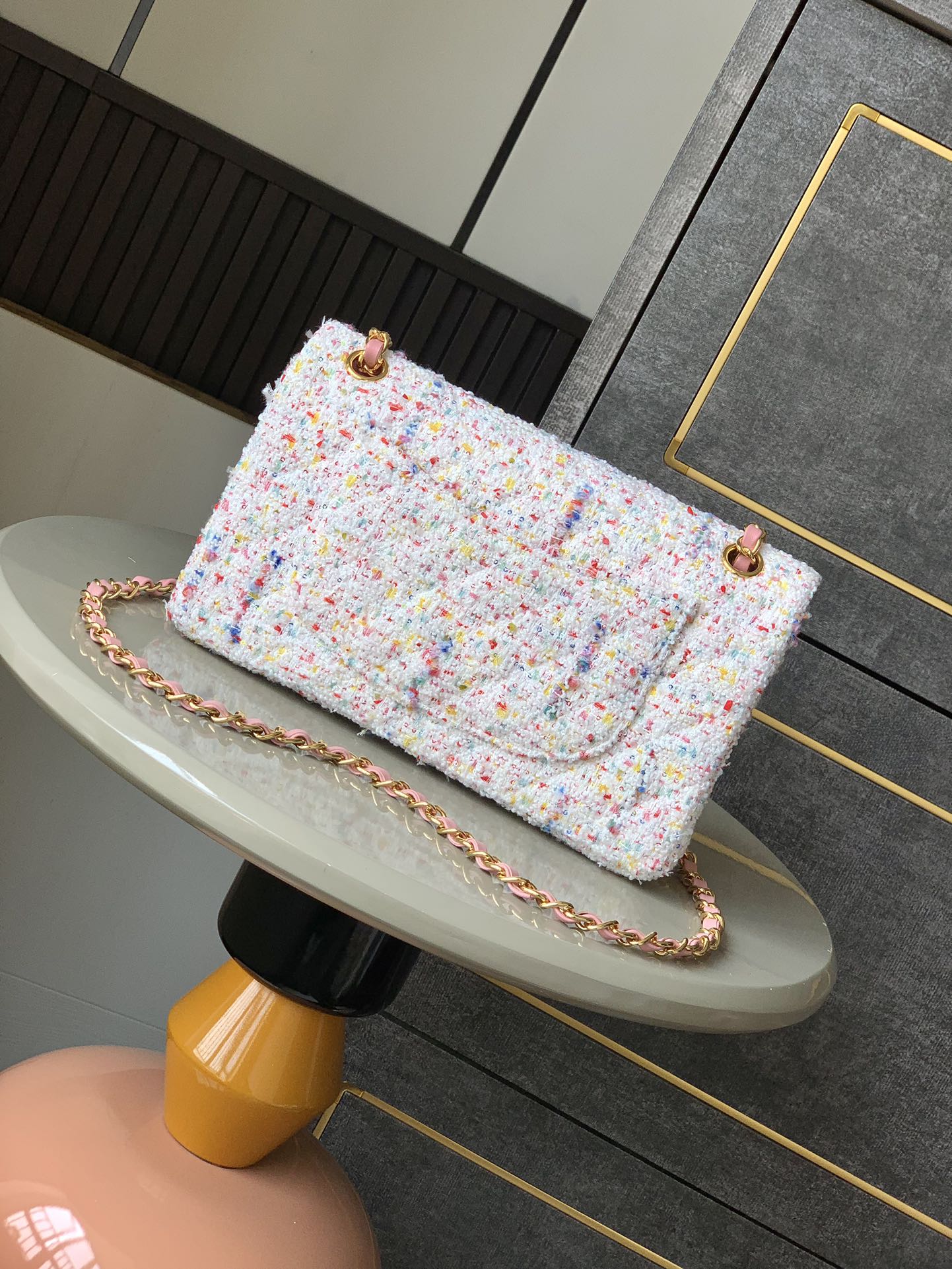 CHANEL 高仿 2.55 白色花呢繽紛鏈條包 春夏限定精品肩背包｜歐美奢侈品精品推薦