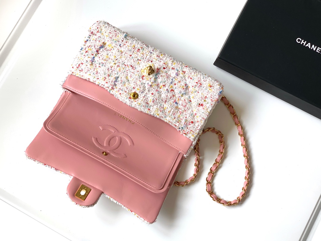CHANEL 高仿 2.55 白色花呢繽紛鏈條包 春夏限定精品肩背包｜歐美奢侈品精品推薦