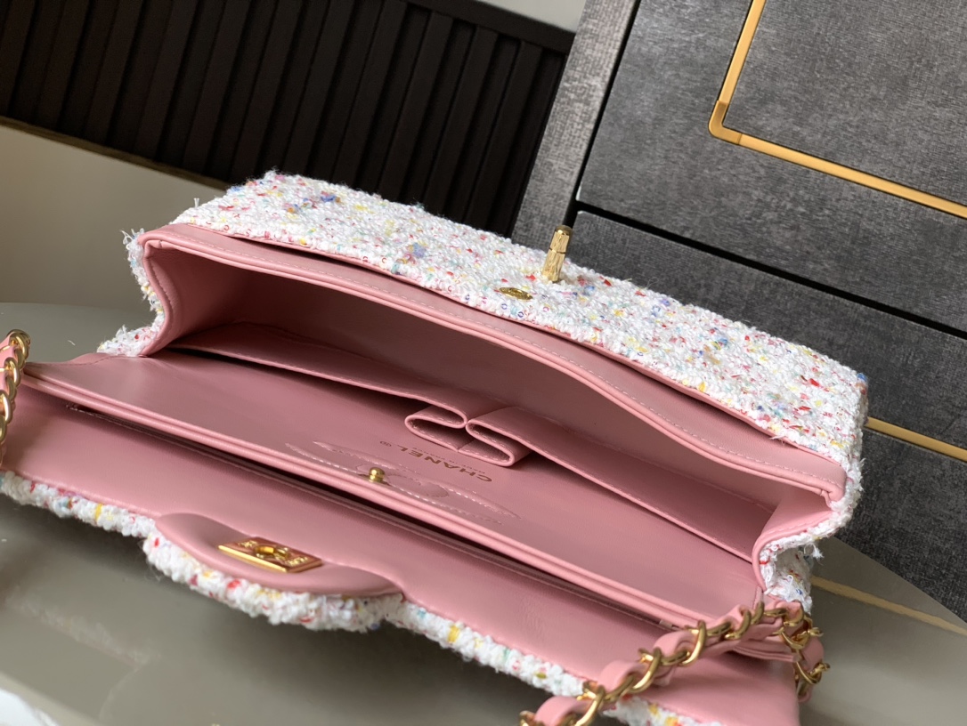 CHANEL 高仿 2.55 白色花呢繽紛鏈條包 春夏限定精品肩背包｜歐美奢侈品精品推薦