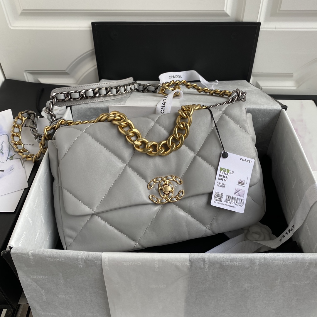 CHANEL 原單 2.55 灰色軟皮金鏈包 大容量精品鏈條肩背包