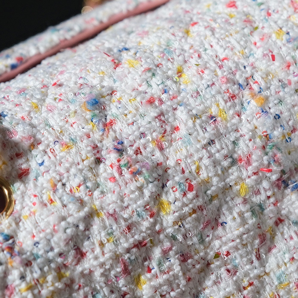 CHANEL A級精品 2.55 雪花呢粉白配色包 優雅菱格紋鏈條包｜歐美奢侈品精品推薦