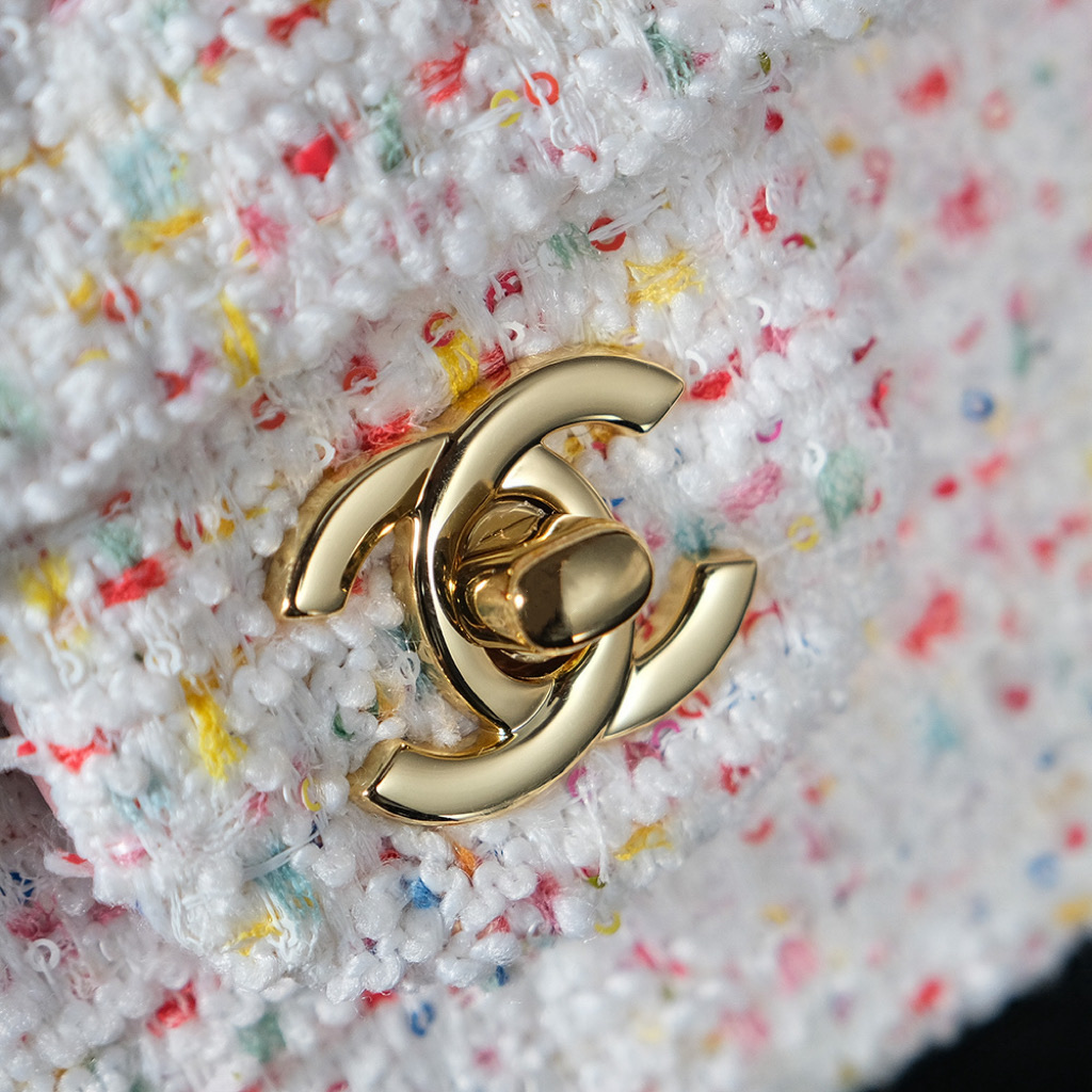 CHANEL A級精品 2.55 雪花呢粉白配色包 優雅菱格紋鏈條包｜歐美奢侈品精品推薦