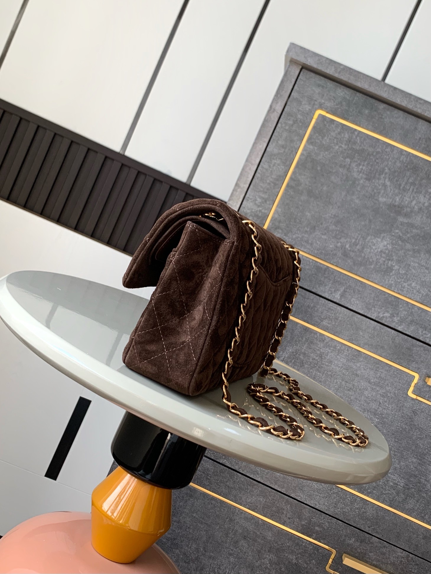 CHANEL 高仿 2.55 深棕麂皮金鏈條包 復古質感菱格肩背包｜歐美奢侈品精品推薦