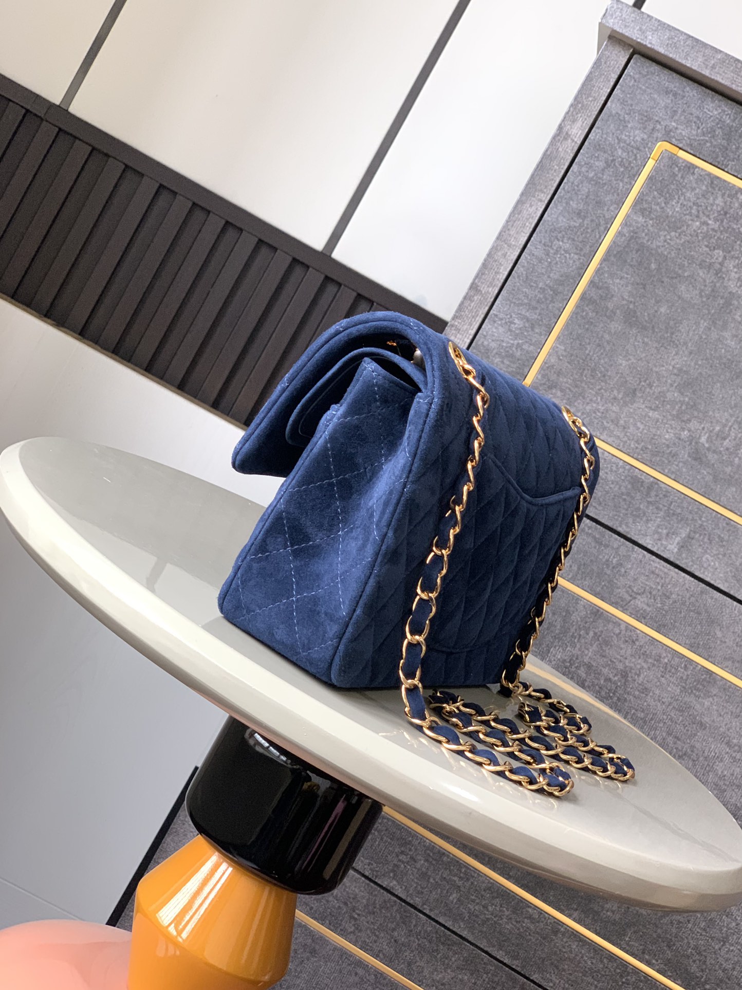 CHANEL 原單 2.55 深藍麂皮金鏈條包 經典菱格優雅肩背包| 14 CHANEL 原單 2.55 深藍麂皮金鏈條包 經典菱格優雅肩背包