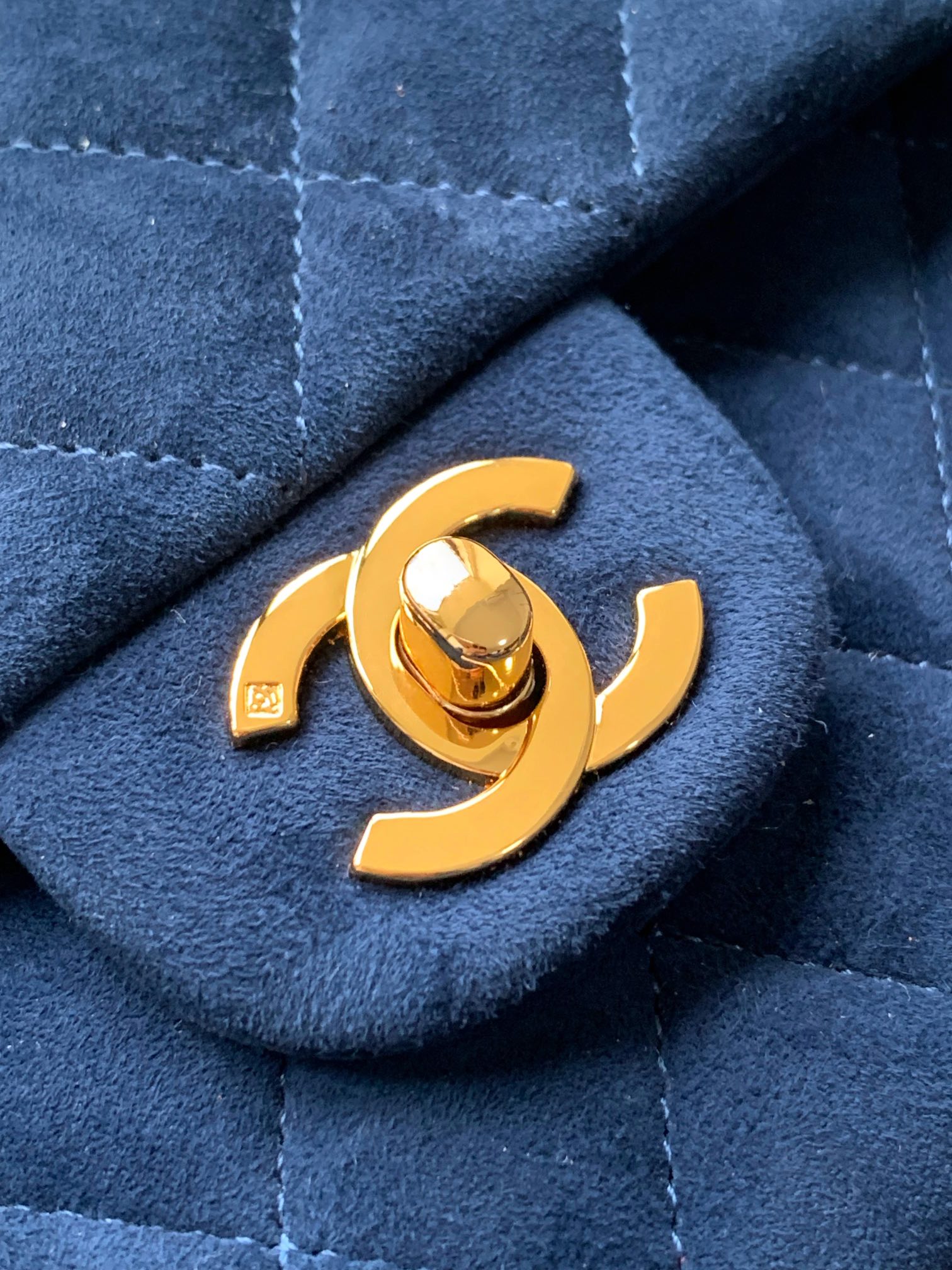 CHANEL 原單 2.55 深藍麂皮金鏈條包 經典菱格優雅肩背包