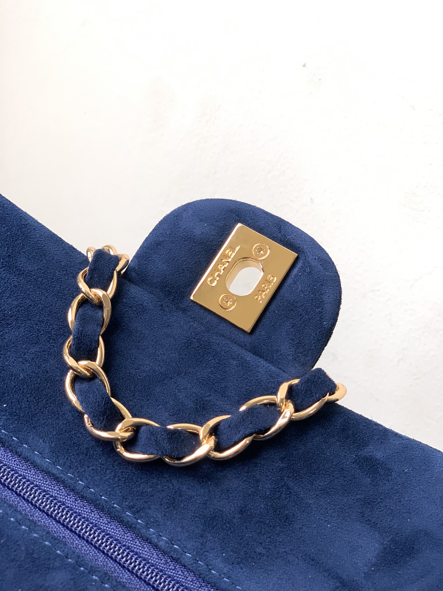 CHANEL 原單 2.55 深藍麂皮金鏈條包 經典菱格優雅肩背包