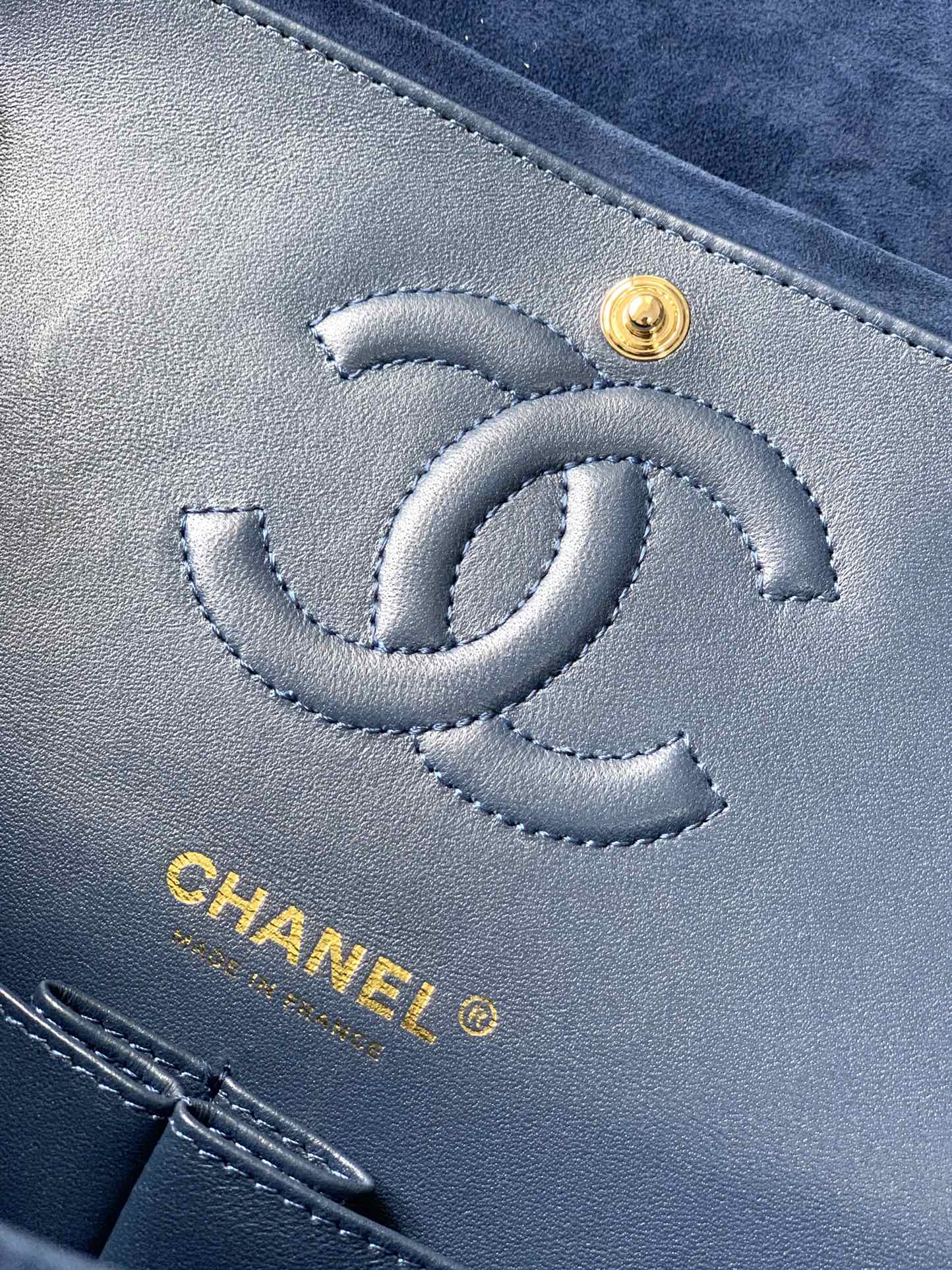 CHANEL 原單 2.55 深藍麂皮金鏈條包 經典菱格優雅肩背包