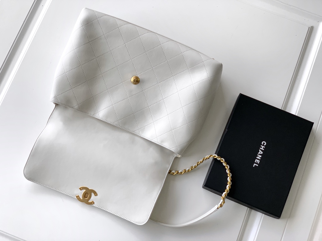 CHANEL 白色菱格紋一比一手提包 經典優雅氣質款
