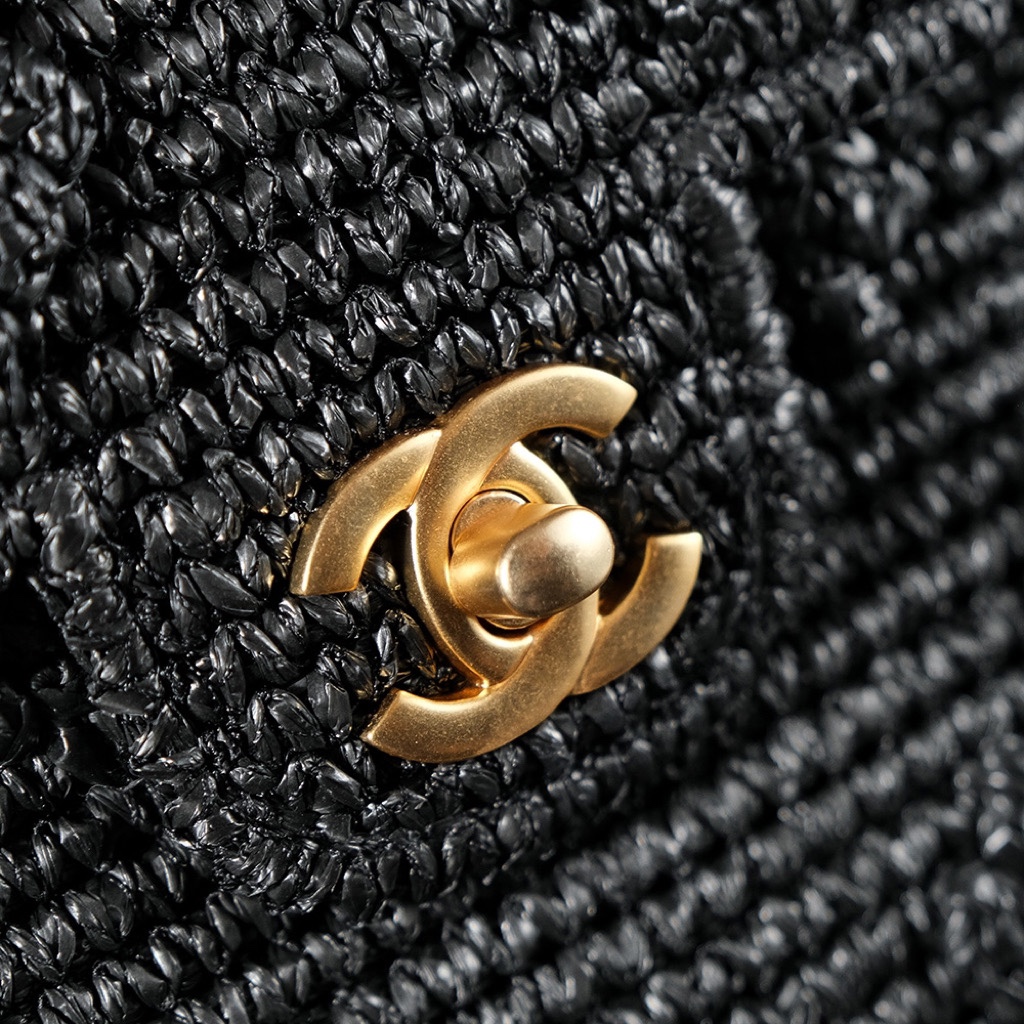 CHANEL 黑色A貨編織鏈條包 手工立體花紋口蓋包｜歐美奢侈品精品推薦