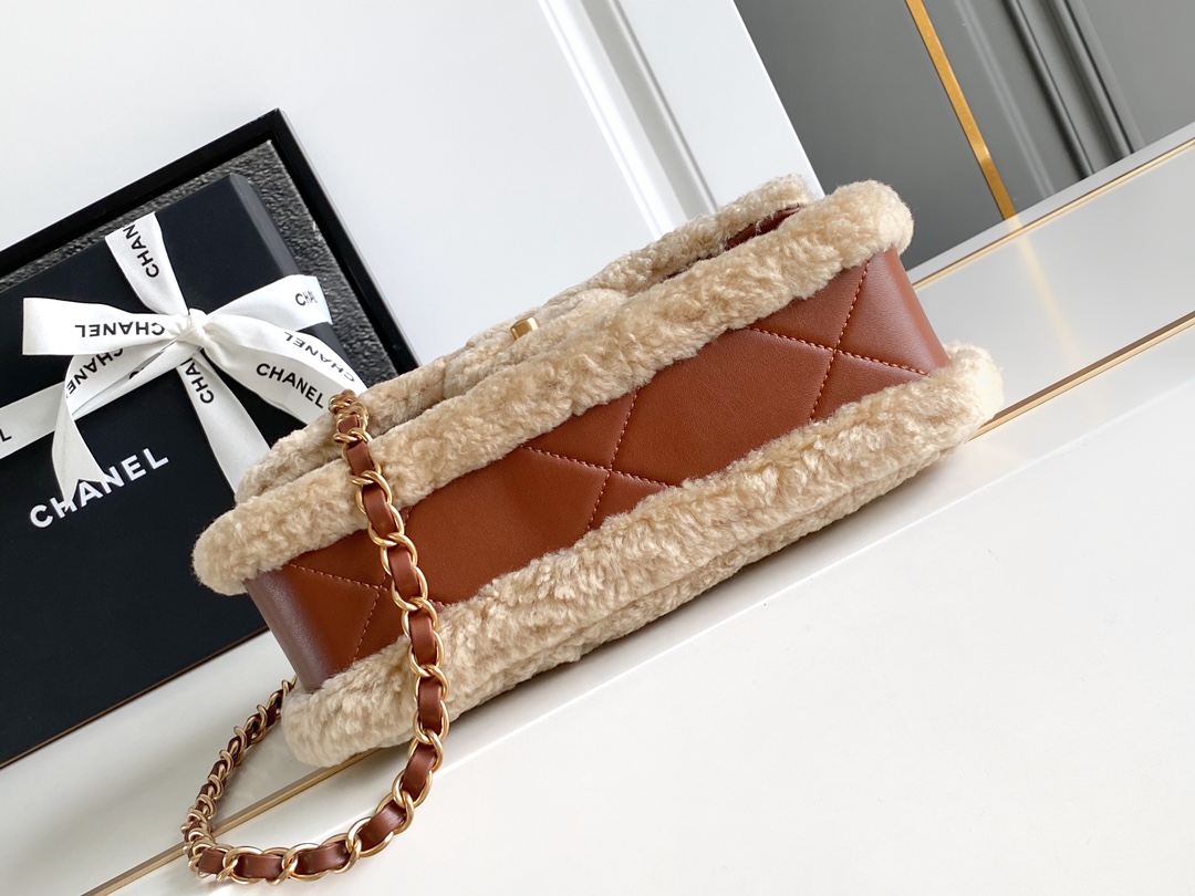 Chanel 高仿焦糖羊羔毛菱格包 冬季限定鏈條肩背包｜歐美奢侈品精品推薦