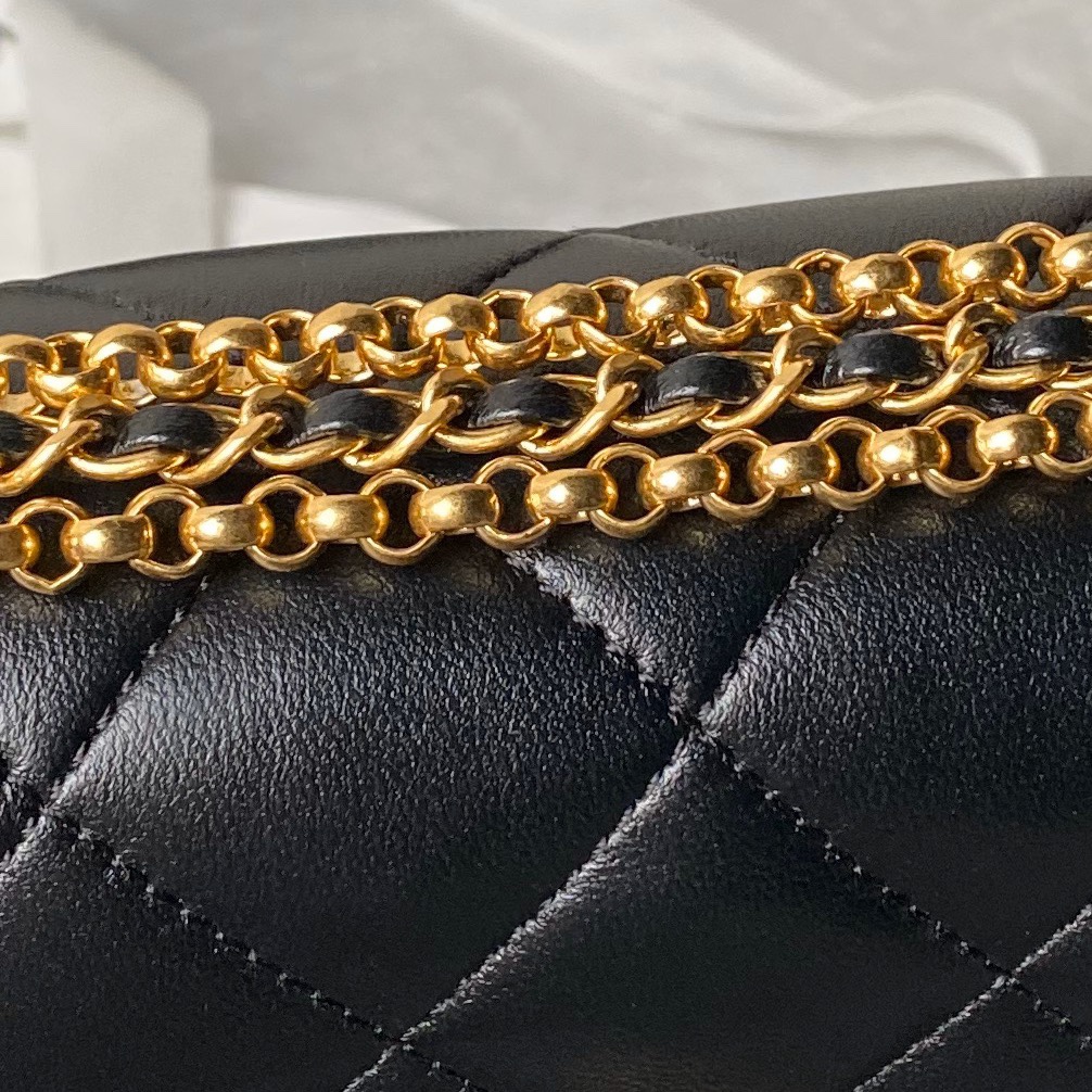 CHANEL高仿黑色金鍊鏈條包 女士經典菱格紋手袋 奢華氣質百搭款｜歐美奢侈品精品推薦
