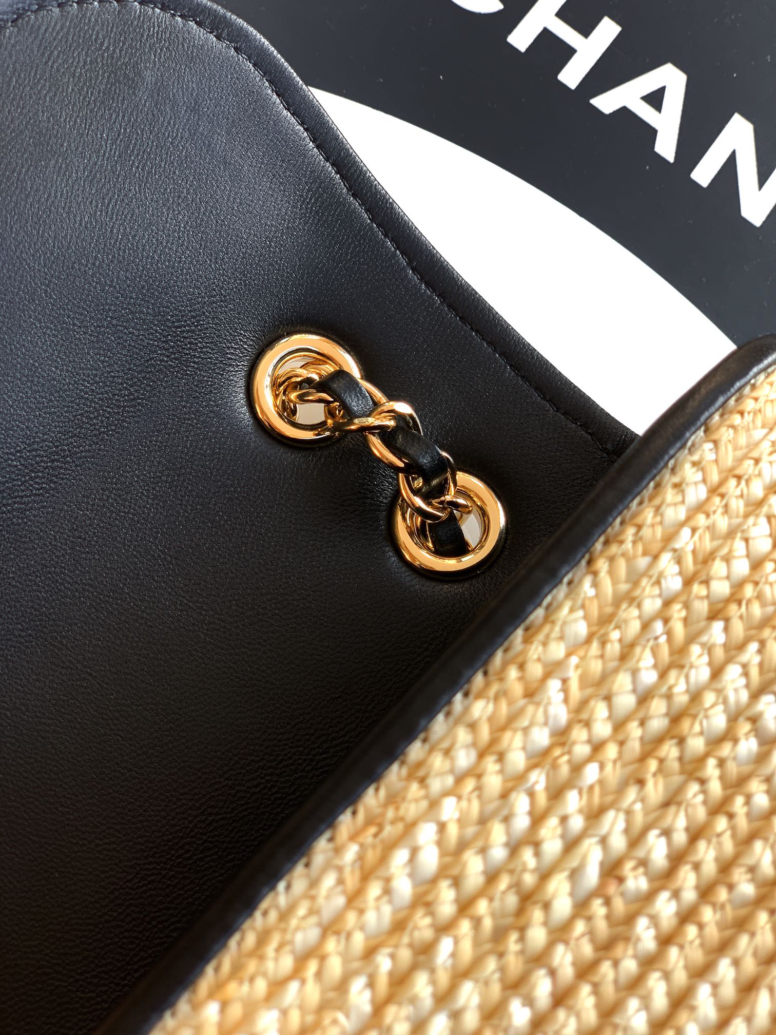 CHANEL高仿金色草編拼皮鏈條包 女士夏日輕奢手袋 時尚百搭精品款｜歐美奢侈品精品推薦