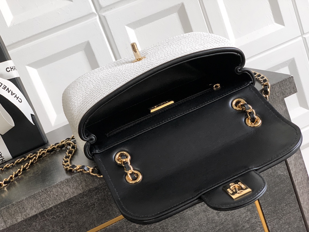 CHANEL高仿白色草編拼皮鏈條包 女士夏季精品手袋 百搭輕奢設計｜歐美奢侈品精品推薦