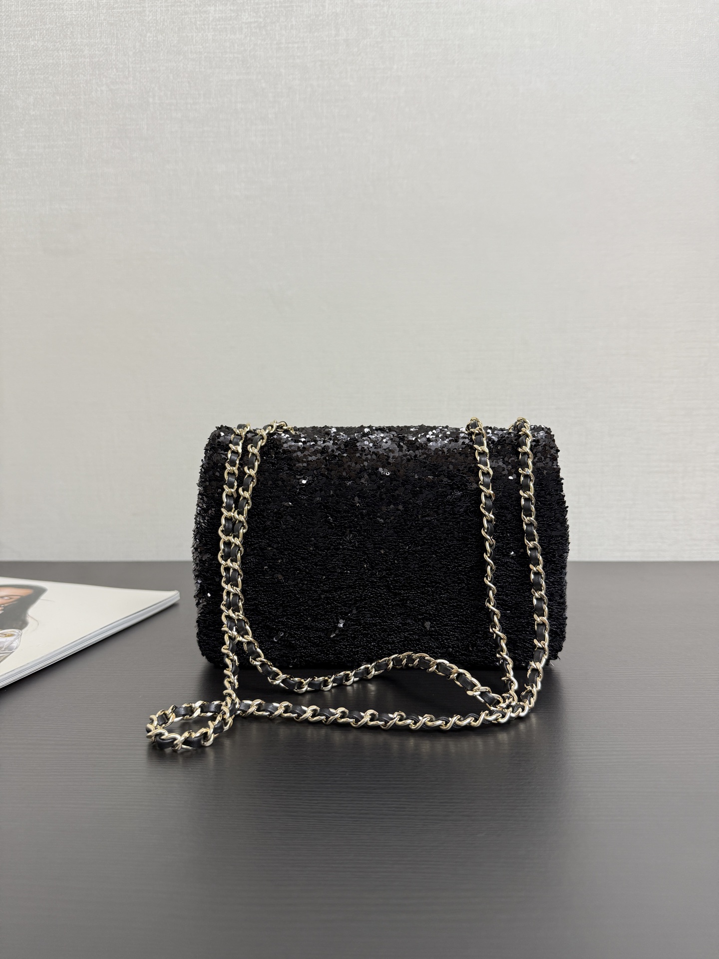 CHANEL高仿黑銀亮片鏈條包 女士閃耀菱格精品包 夜宴時尚款｜歐美奢侈品精品推薦