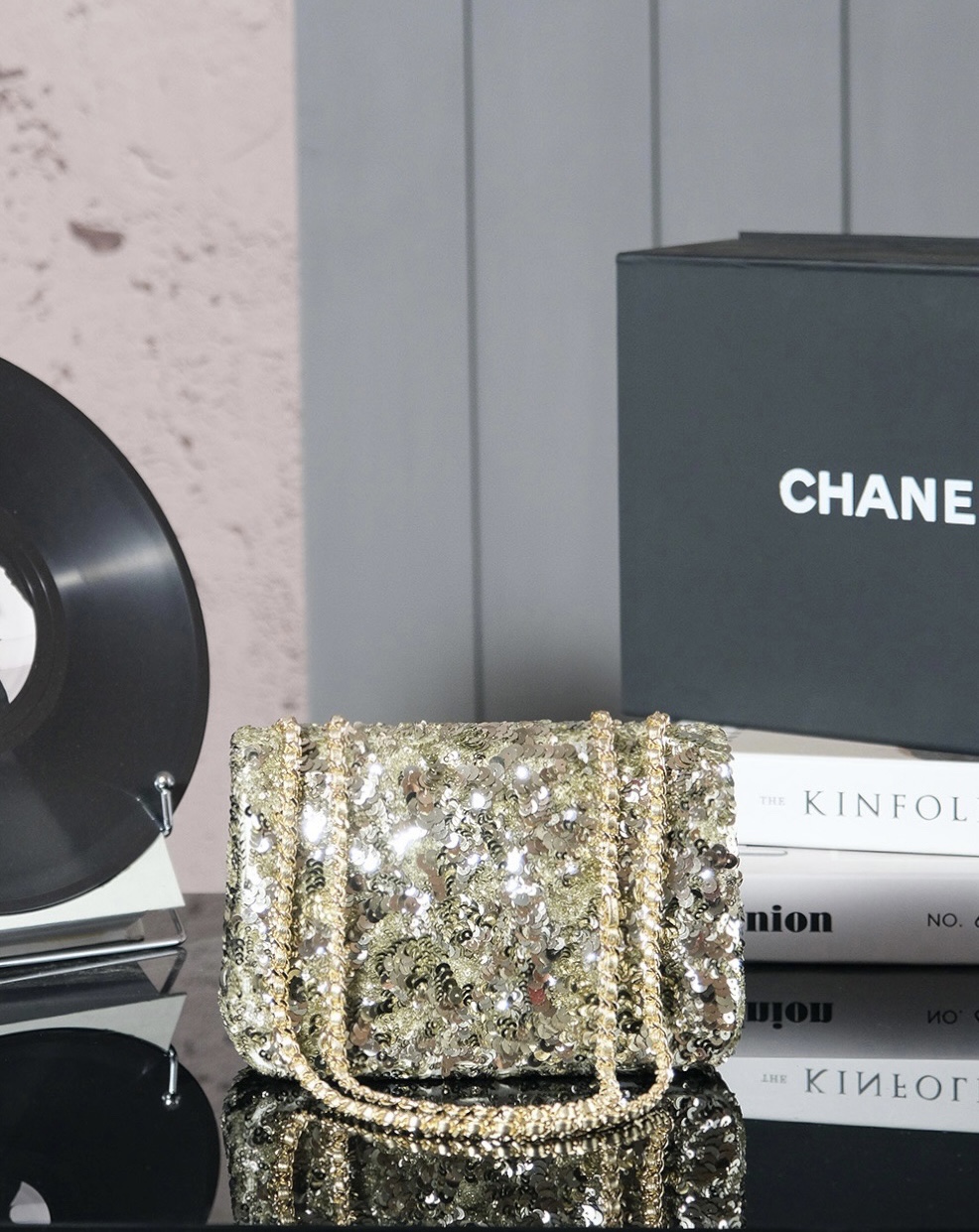 CHANEL一比一金色亮片鏈條包 女士精品菱格手袋 晚宴奢華氣場款｜歐美奢侈品精品推薦