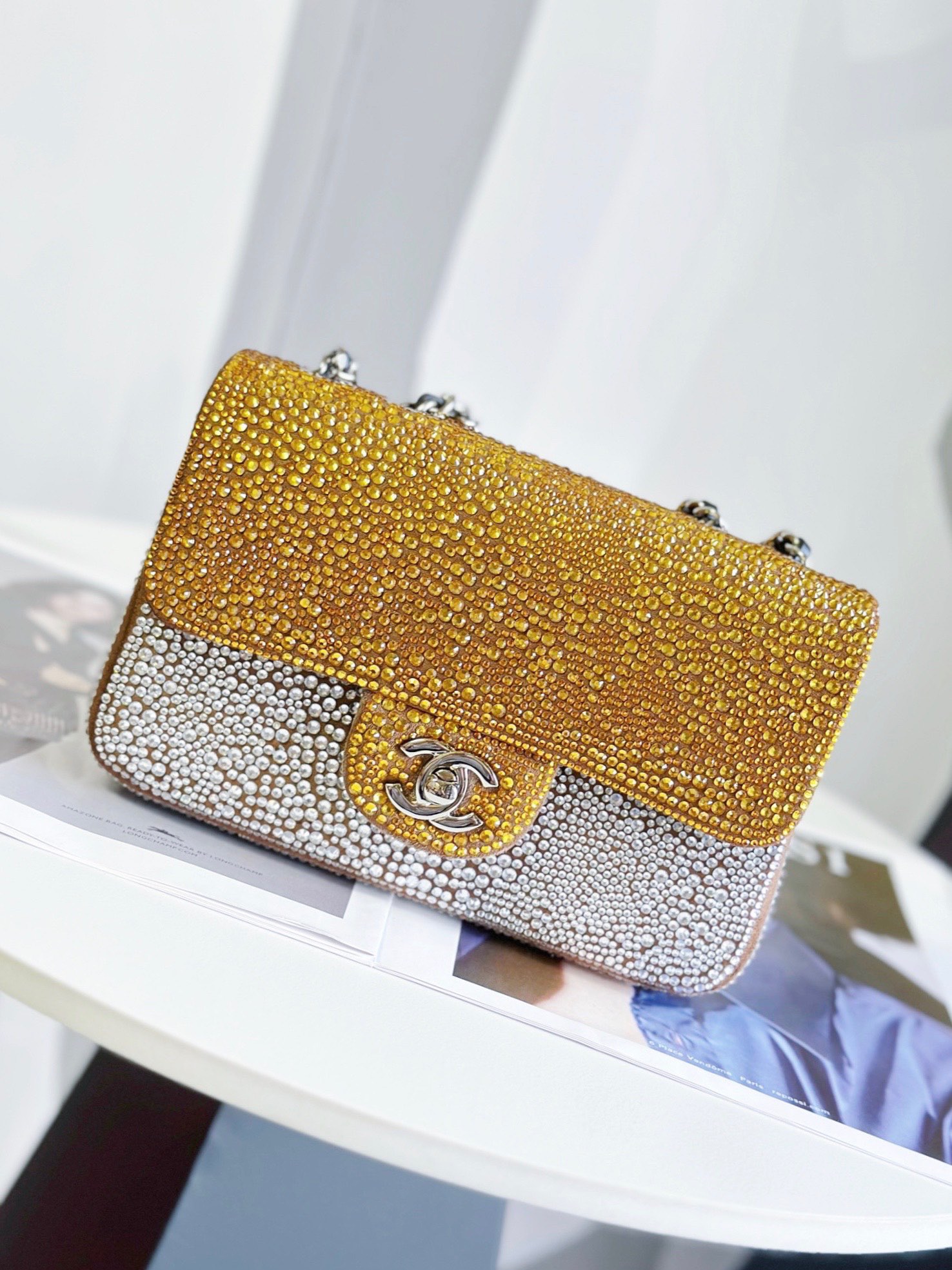 CHANEL一比一金銀撞色水鑽鏈條包 女士精品菱格包 奢華高級質感款｜歐美奢侈品精品推薦