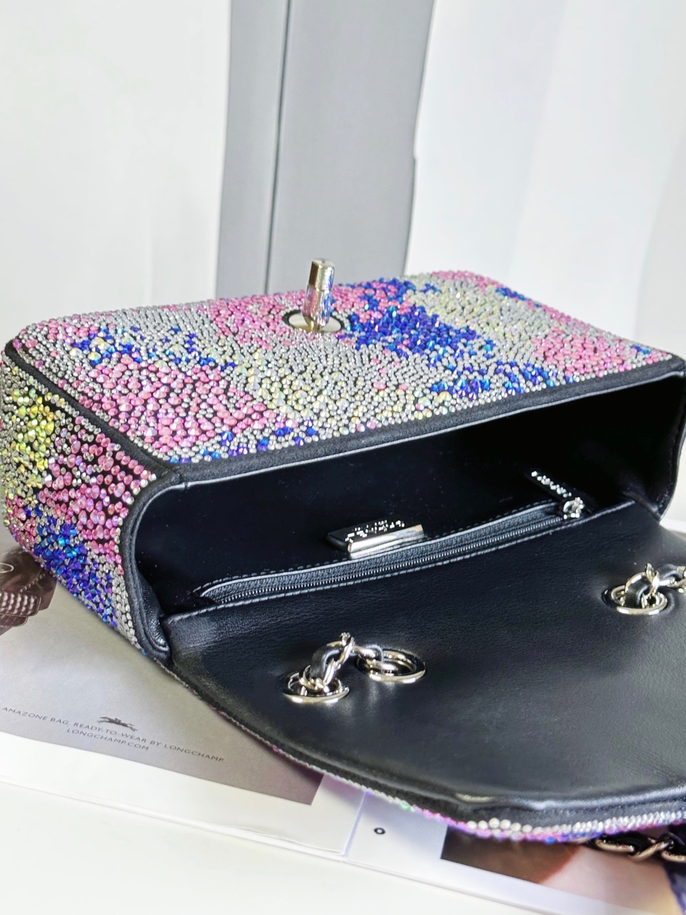 CHANEL一比一炫彩漸層水鑽鏈條包 女士精品閃耀菱格手袋 高貴派對款｜歐美奢侈品精品推薦