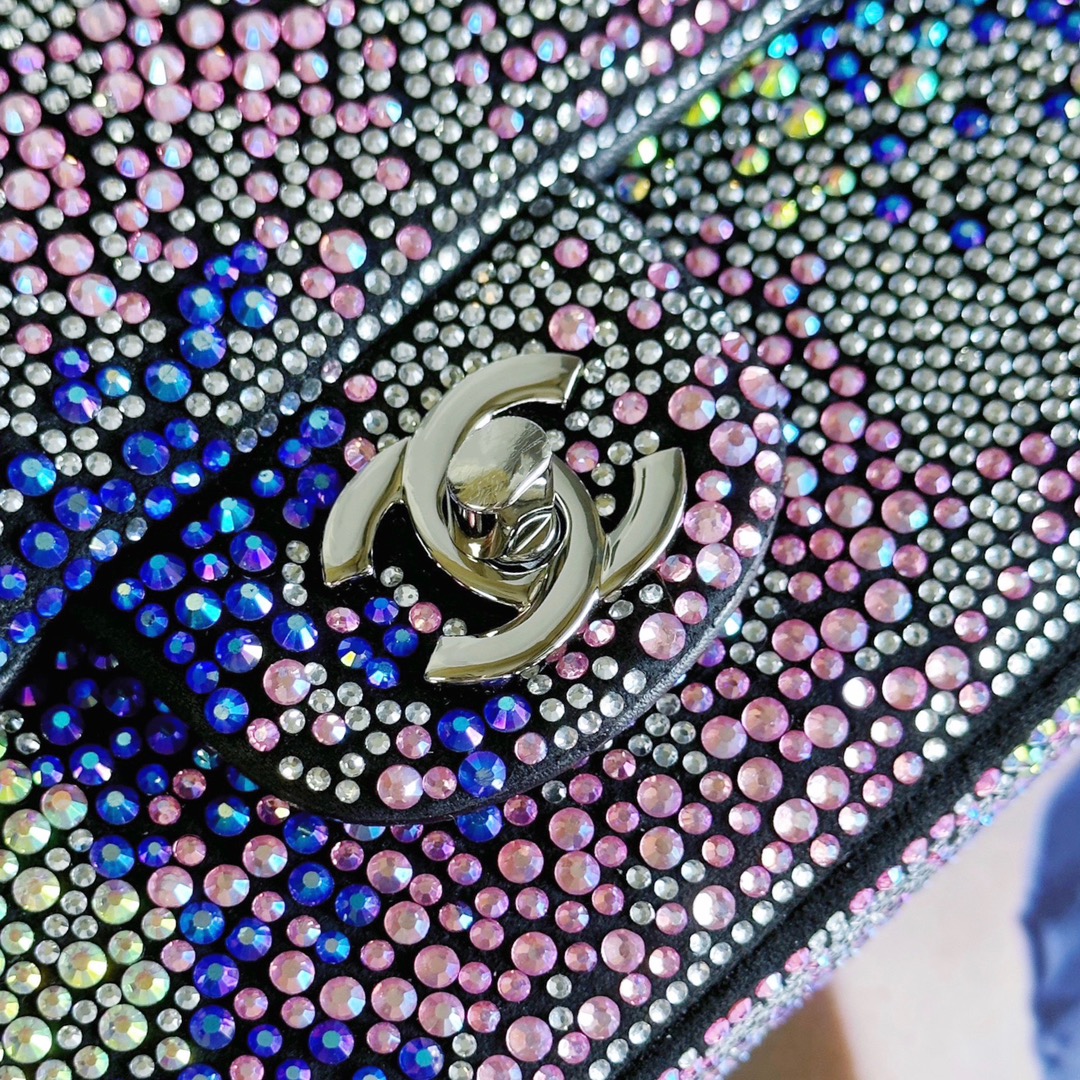 CHANEL一比一炫彩漸層水鑽鏈條包 女士精品閃耀菱格手袋 高貴派對款｜歐美奢侈品精品推薦