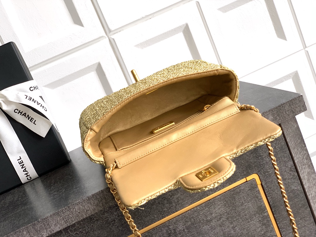 CHANEL高仿金色小香風鏈條包 菱格閃耀手提包 時尚派對氣質款｜歐美奢侈品精品推薦