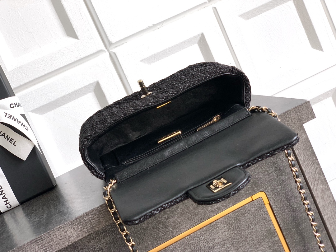 CHANEL高仿黑色小香風鏈條包 菱格紋羊毛設計 經典優雅手提包｜歐美奢侈品精品推薦