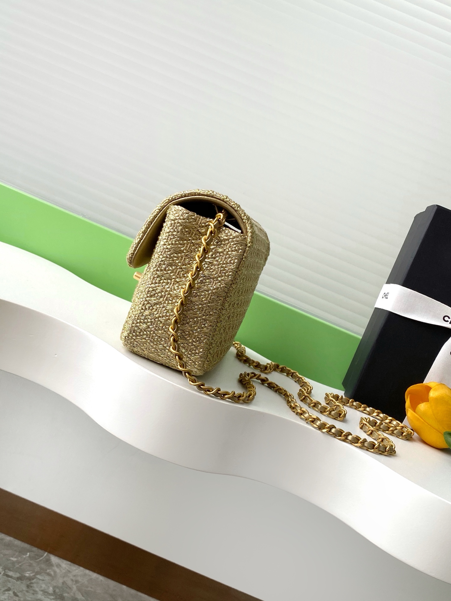 Chanel 高仿香檳金針織鏈條包 典雅奢華氣質精品女包 2025春夏新款｜歐美奢侈品精品推薦