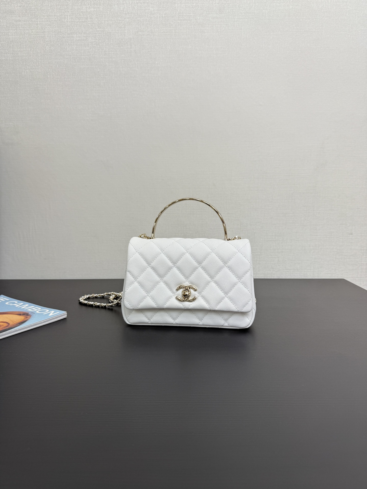 Chanel 高仿白色菱格手提鏈條包 氣質小香風設計 優雅百搭精品女包