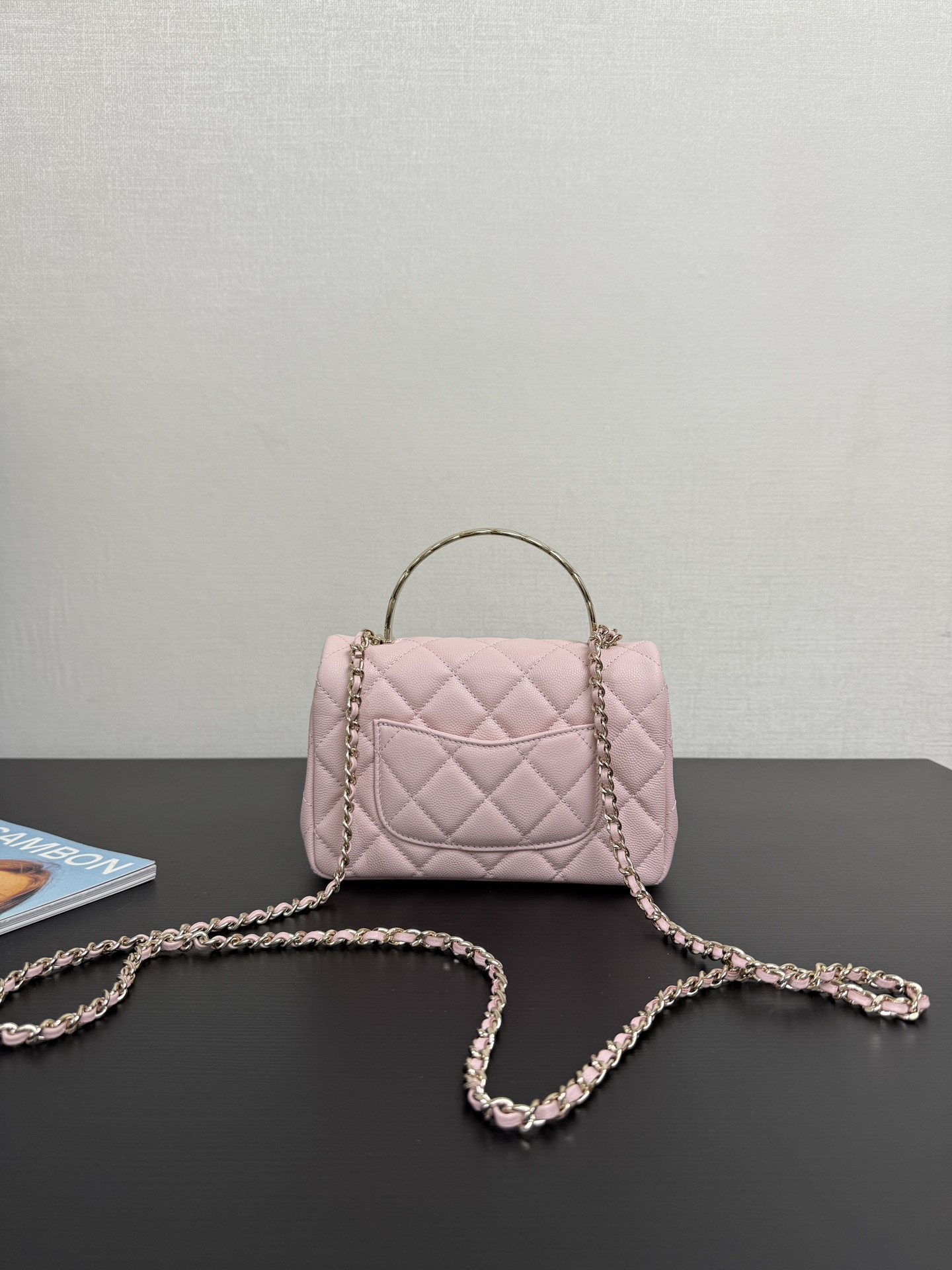 Chanel 高仿粉色菱格手提鏈條包 甜美氣質造型 小香風百搭精品女包