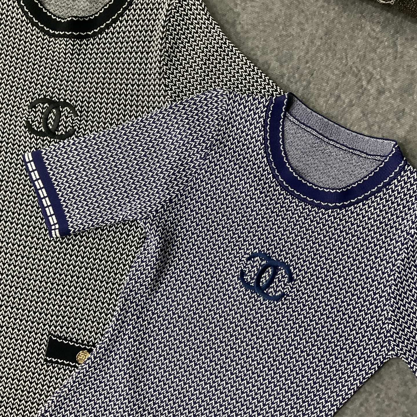 CHANEL高仿針織連衣裙 女士短袖顯瘦款 氣質修身設計｜歐美奢侈品精品推薦