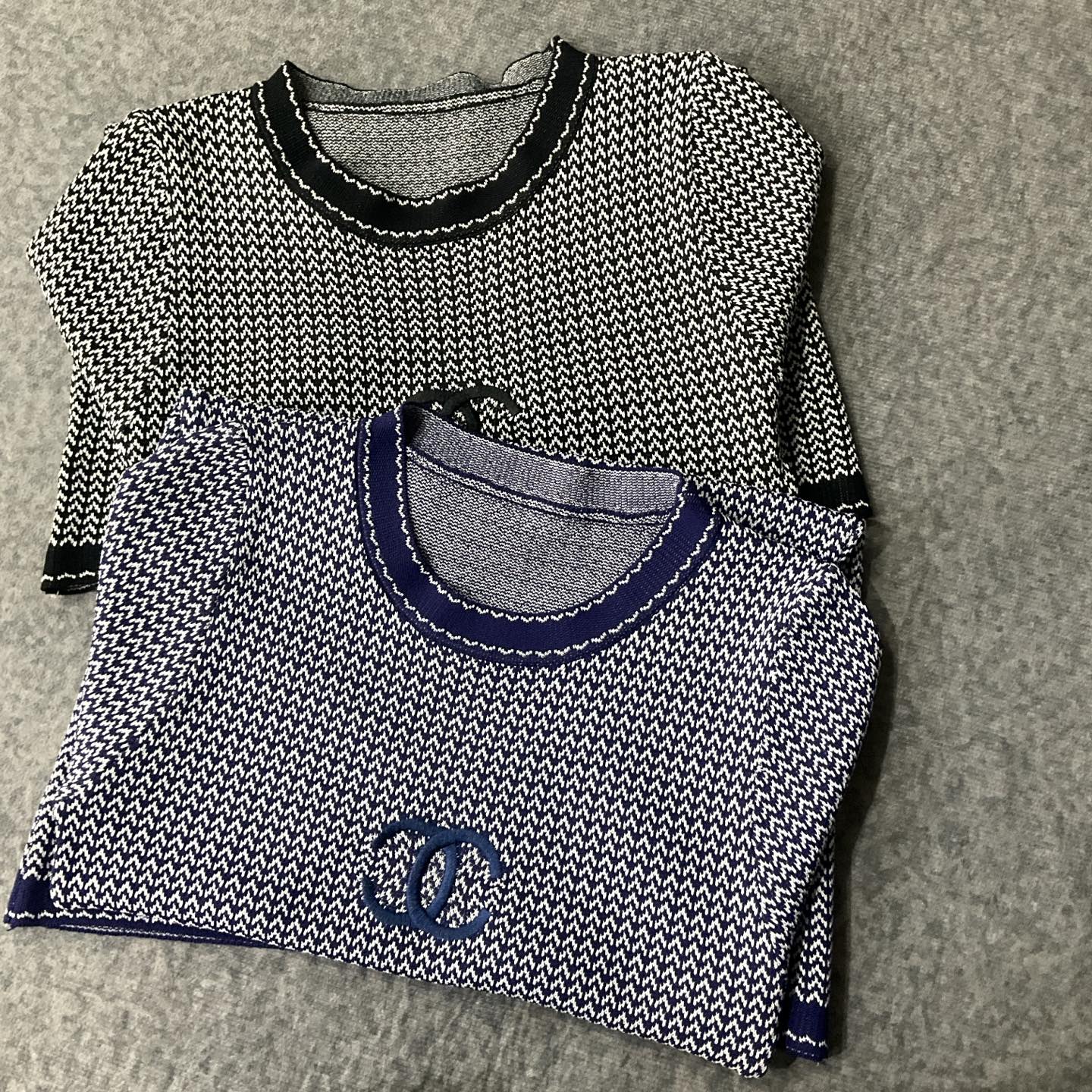 CHANEL高仿針織連衣裙 女士短袖顯瘦款 氣質修身設計｜歐美奢侈品精品推薦