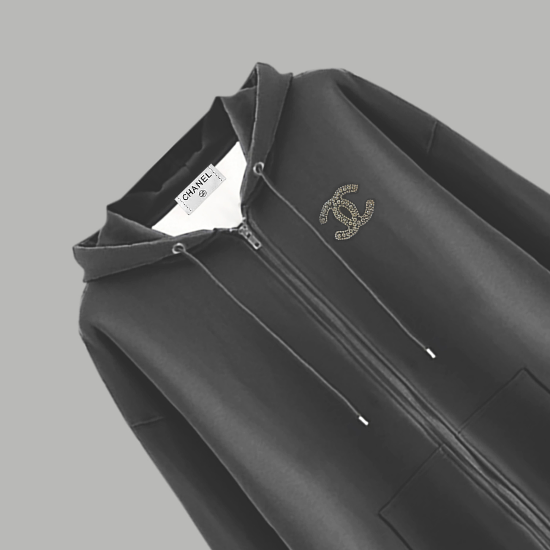 CHANEL高仿連帽拉鍊外套 女士黑色休閒衛衣2025秋季新品百搭款|超A仿原單精品圖片 12 CHANEL高仿連帽拉鍊外套 女士黑色休閒衛衣2025秋季新品百搭款|歐美奢侈品精品推薦