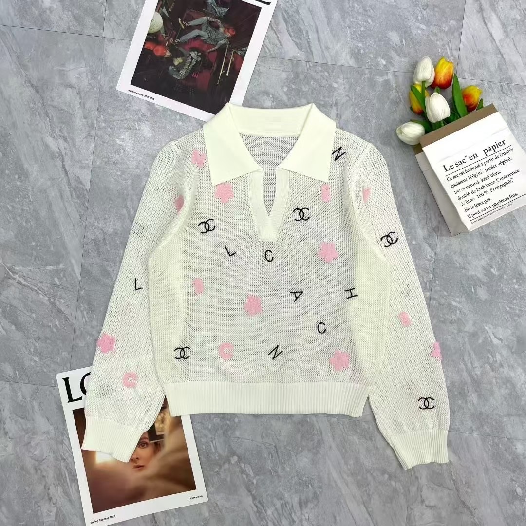 CHANEL花朵字母針織上衣 高仿女款春季氣質長袖|超A仿原單精品圖片 6 CHANEL花朵字母針織上衣 高仿女款春季氣質長袖|歐美奢侈品精品推薦