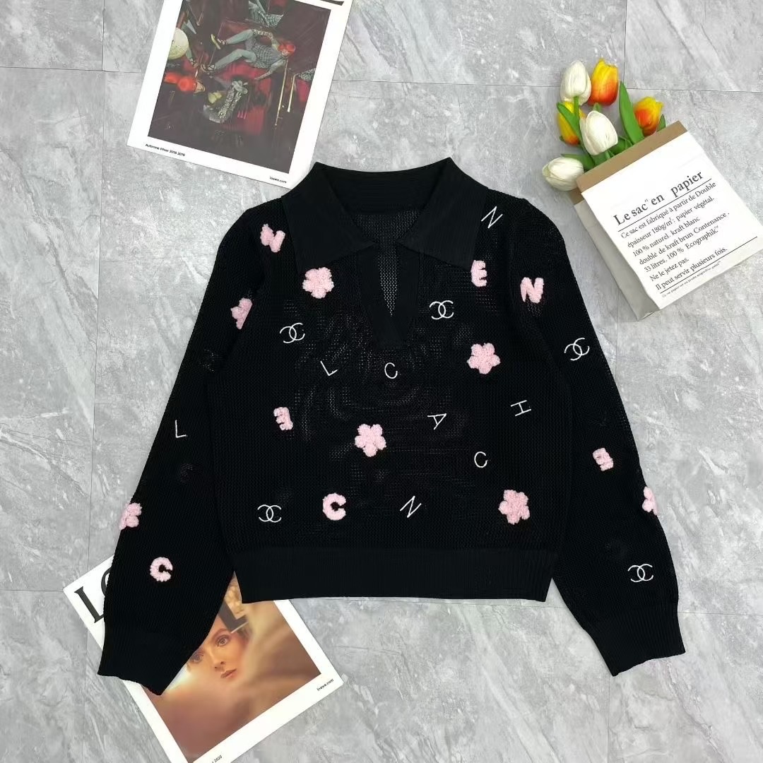CHANEL花朵字母針織上衣 高仿女款春季氣質長袖|超A仿原單精品圖片 8 CHANEL花朵字母針織上衣 高仿女款春季氣質長袖|歐美奢侈品精品推薦