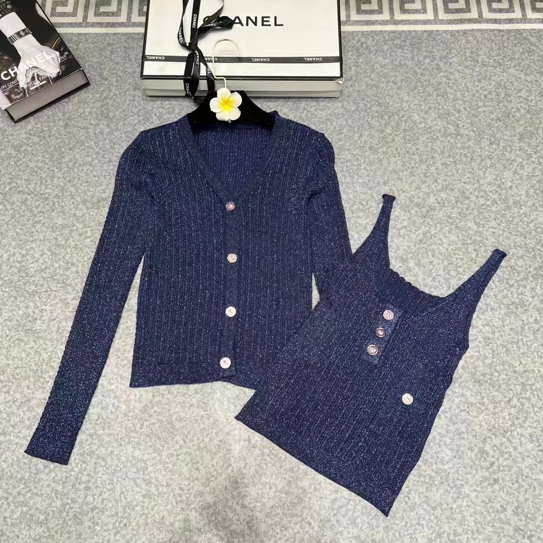 CHANEL針織開衫背心套裝 高仿精品雙件式上衣|超A仿原單精品圖片 10 CHANEL針織開衫背心套裝 高仿精品雙件式上衣|歐美奢侈品精品推薦
