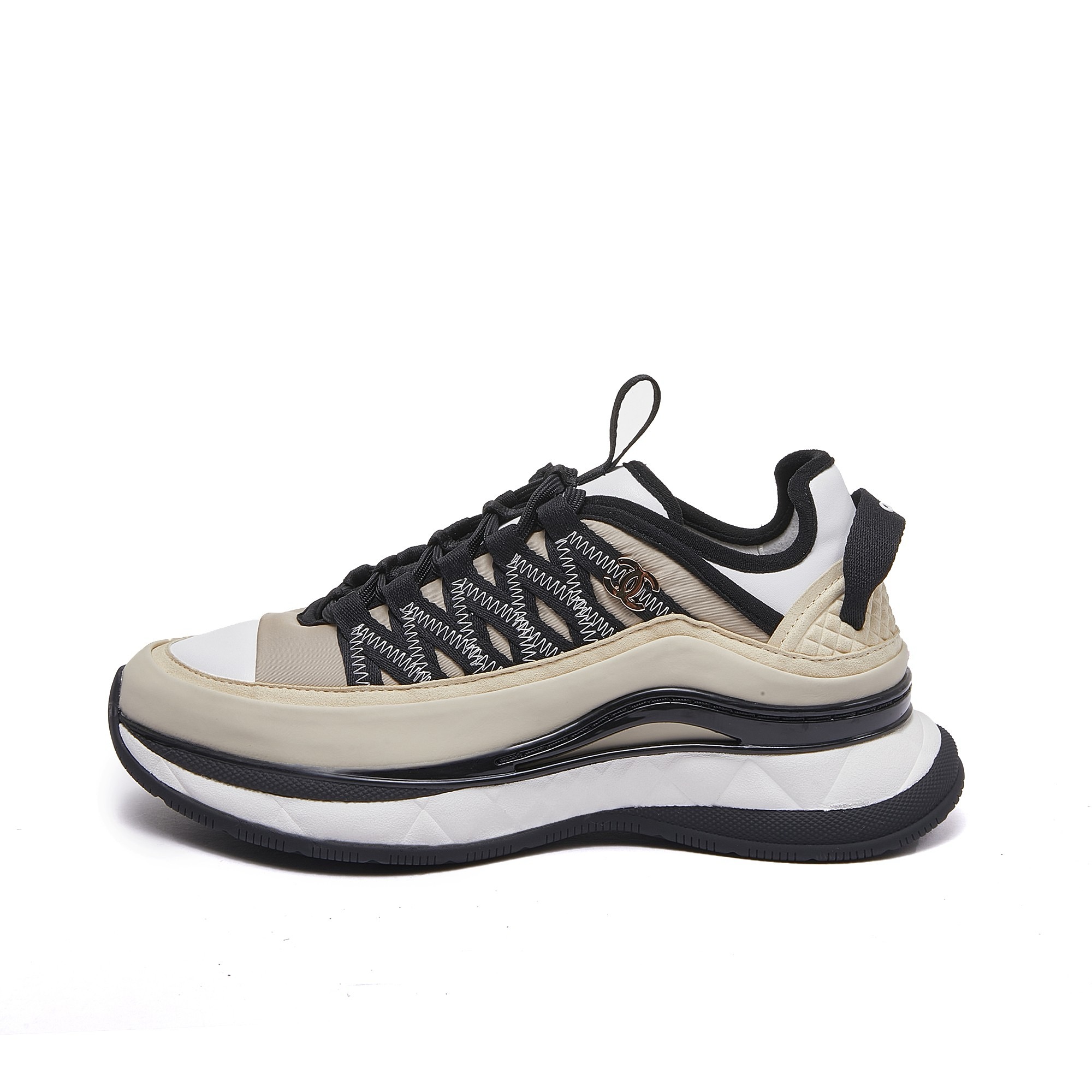 Chanel 原單米白拼黑厚底運動鞋 女士時尚潮流鞋款 百搭輕奢設計|超A仿原單精品圖片 6 Chanel 原單米白拼黑厚底運動鞋 女士時尚潮流鞋款 百搭輕奢設計|歐美奢侈品精品推薦