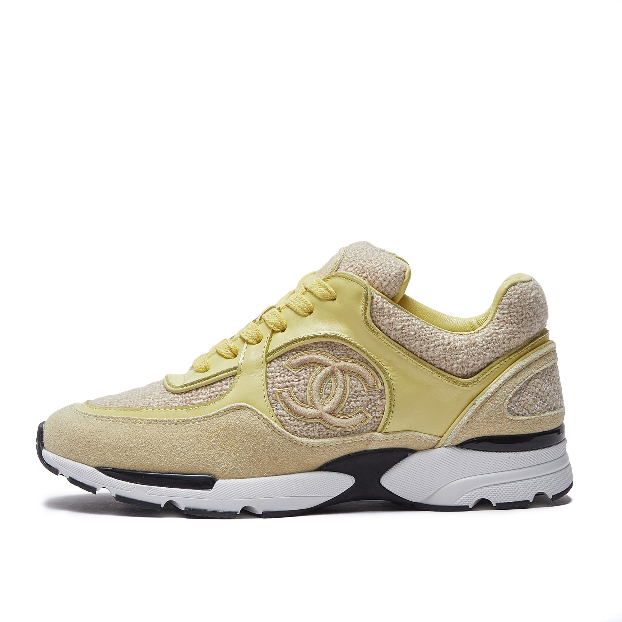 Chanel 高仿淡黃色皮革運動鞋 女士百搭輕奢潮流跑鞋 新款設計|超A仿原單精品圖片 6 Chanel 高仿淡黃色皮革運動鞋 女士百搭輕奢潮流跑鞋 新款設計|歐美奢侈品精品推薦