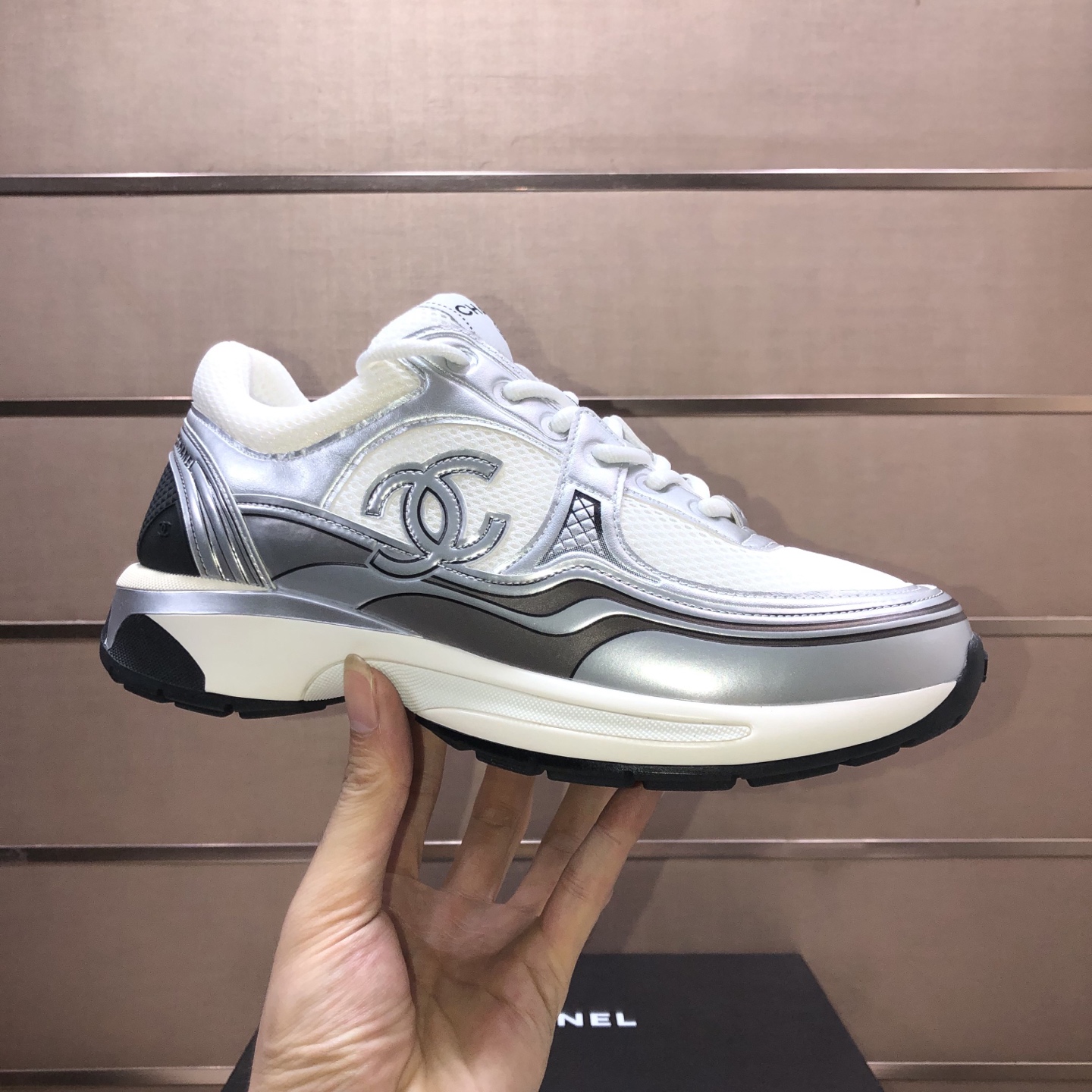 Chanel 原廠品質銀白拼接厚底運動鞋 女士休閒鞋 奢華時尚款｜歐美奢侈品精品推薦
