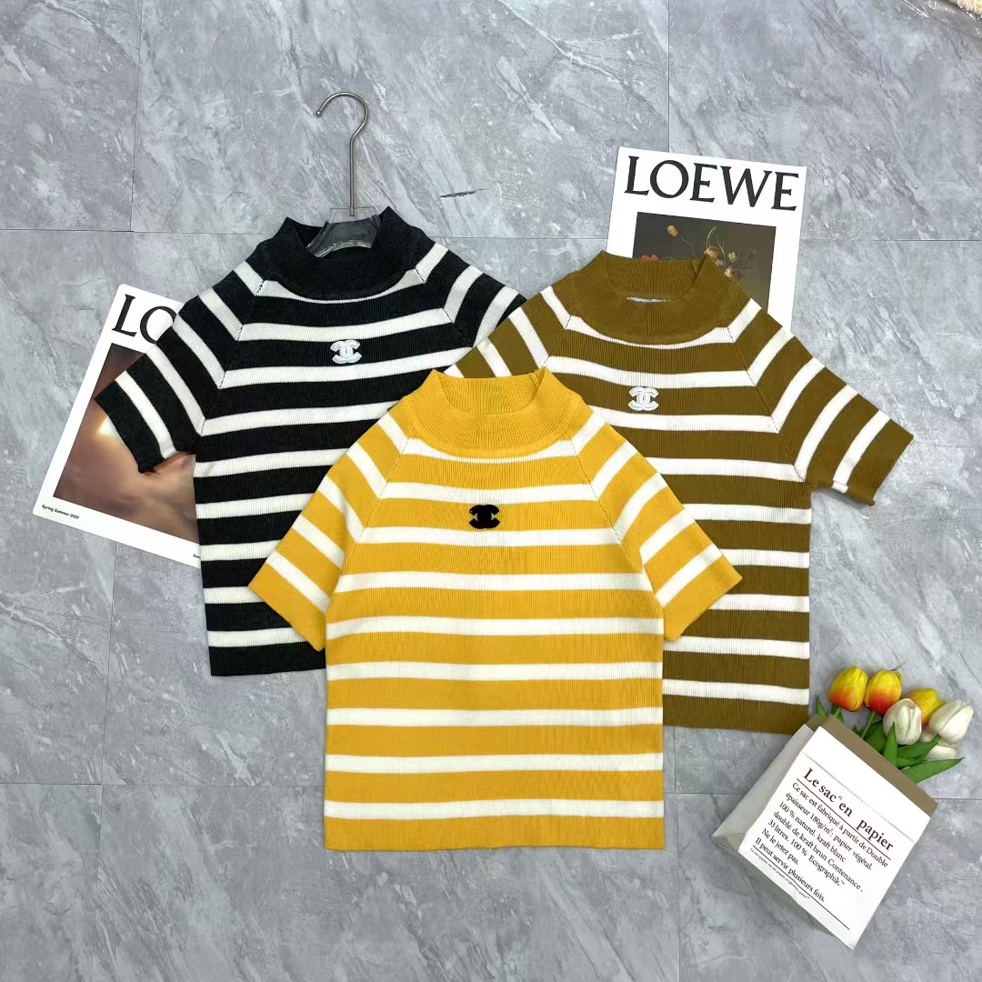 CHANEL條紋針織T恤 女款一比一精品仿製 簡約時尚百搭款|超A仿原單精品圖片 10 CHANEL條紋針織T恤 女款一比一精品仿製 簡約時尚百搭款|歐美奢侈品精品推薦