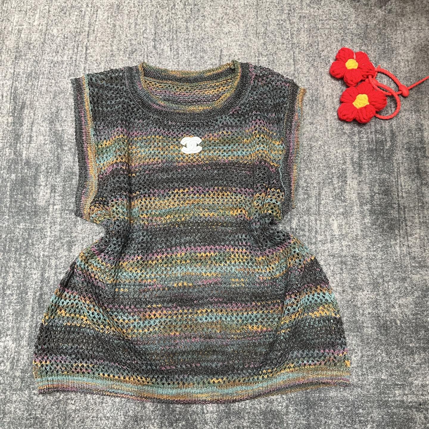 CHANEL彩色鏤空針織背心 原單精品夏季無袖上衣|超A仿原單精品圖片 6 CHANEL彩色鏤空針織背心 原單精品夏季無袖上衣|歐美奢侈品精品推薦