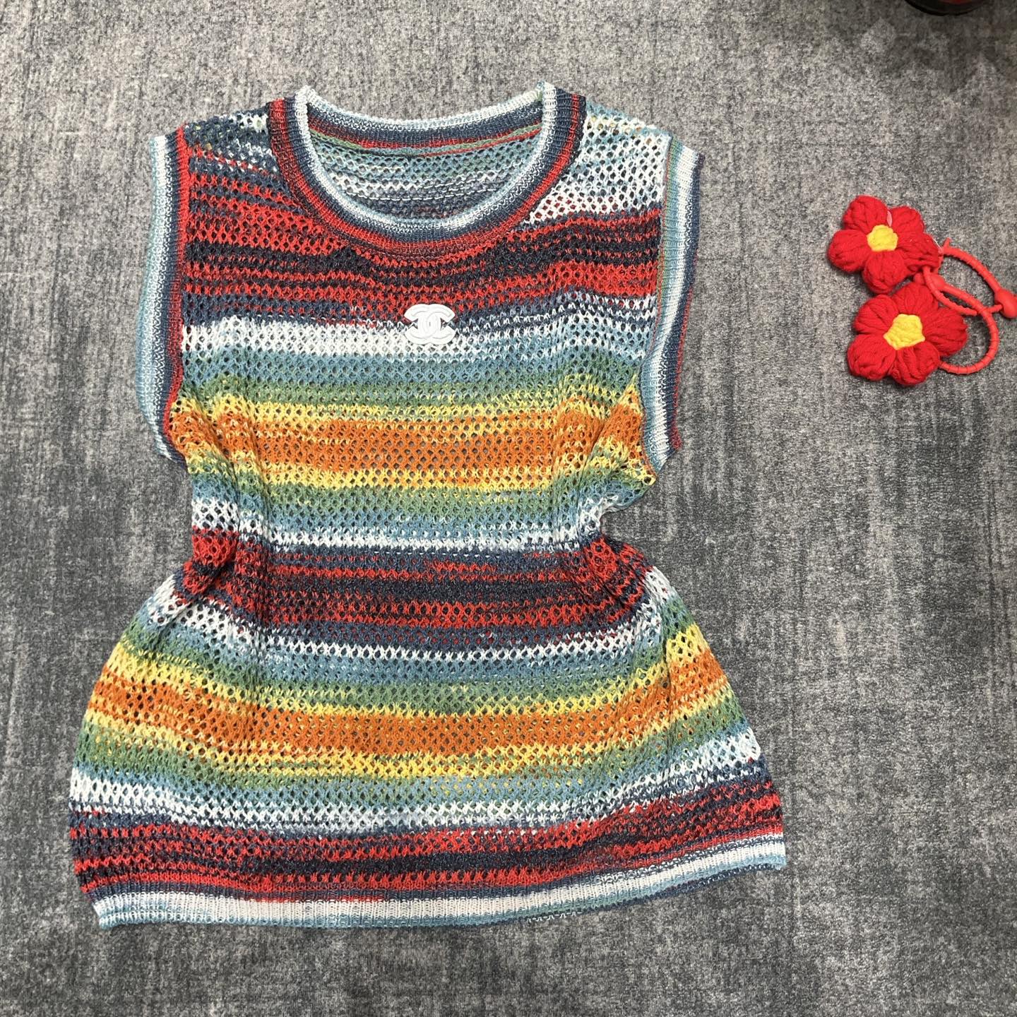 CHANEL彩色鏤空針織背心 原單精品夏季無袖上衣|超A仿原單精品圖片 9 CHANEL彩色鏤空針織背心 原單精品夏季無袖上衣|歐美奢侈品精品推薦