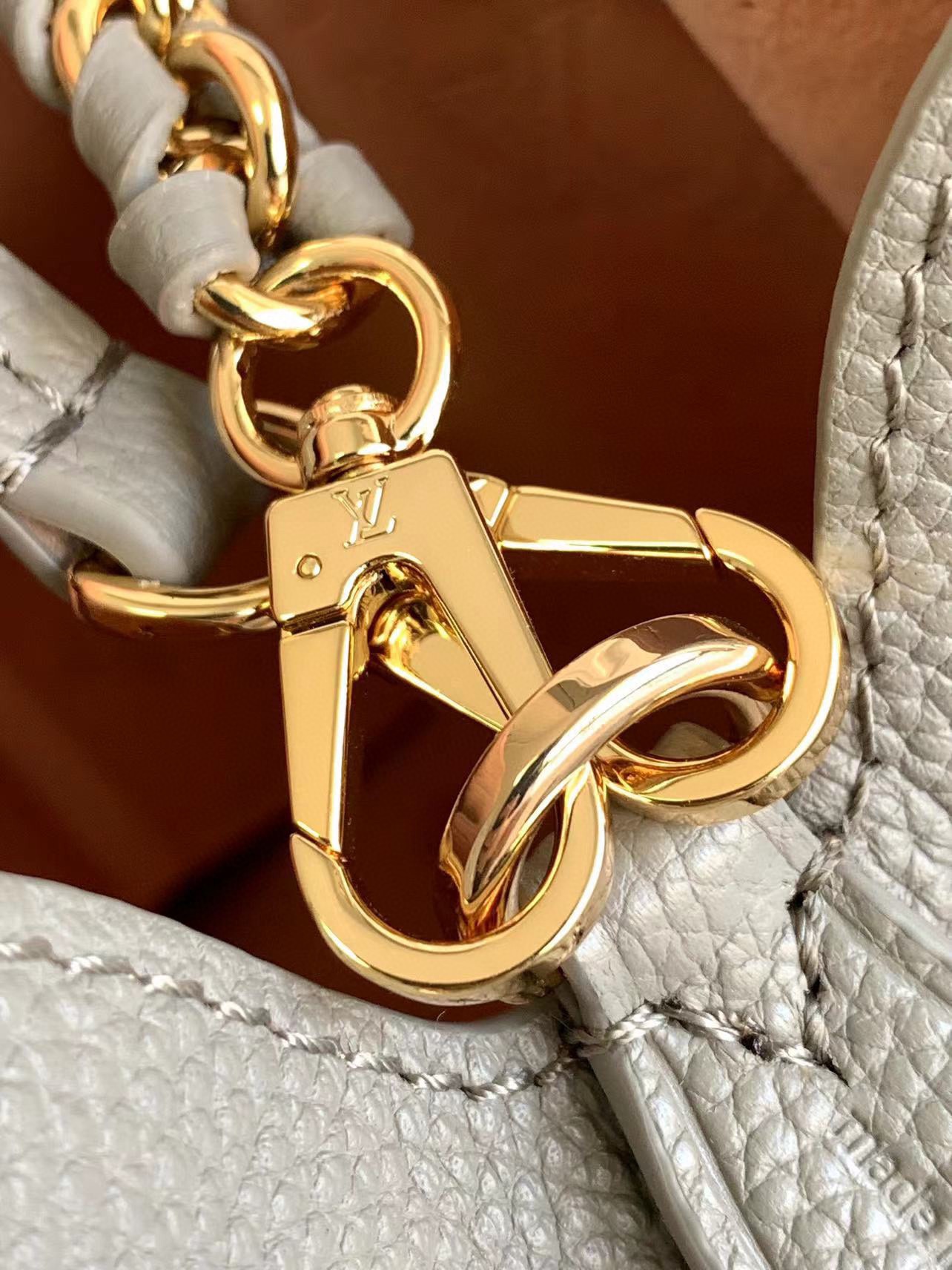 LV高仿灰粉水桶包 經典Monogram鏈條點綴百搭女包｜歐美奢侈品精品推薦